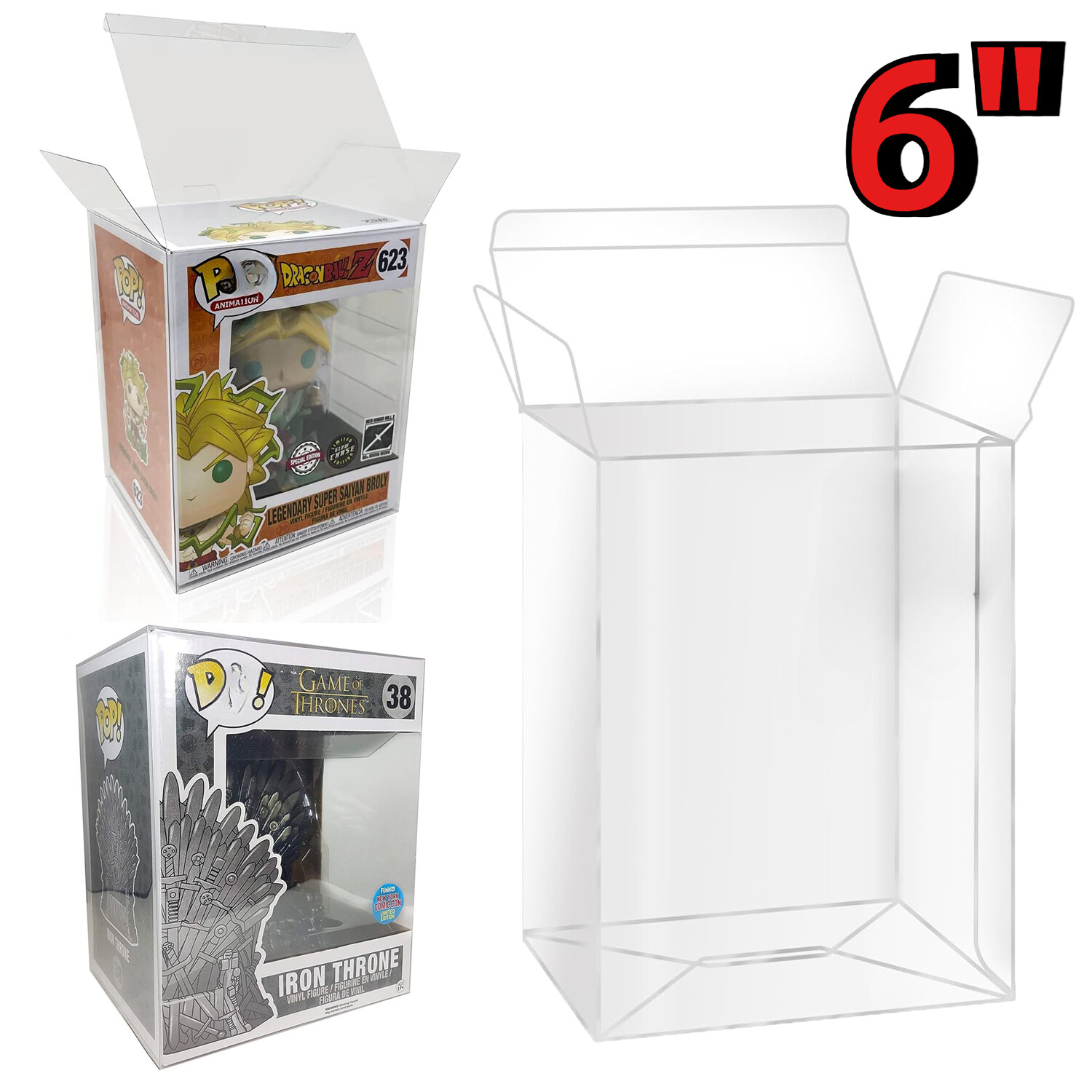 6" Plastic Display Protector Cases For Funko 6 Inch Pop! Vinyl Figures Box 0.5mm