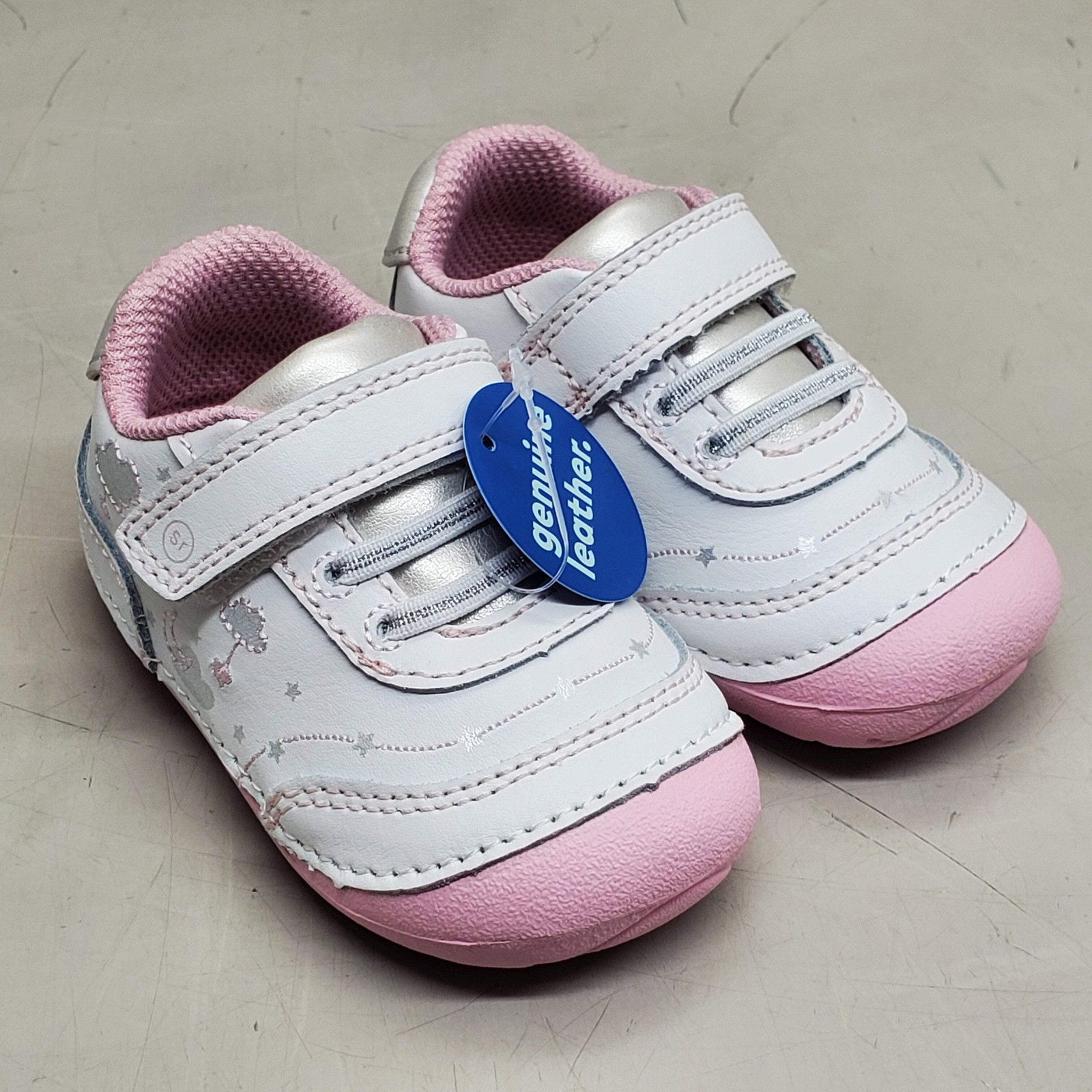 STRIDE RITE SM Adalyn Shoes Toddler SZ 4W White/Silver/Pink BG000701