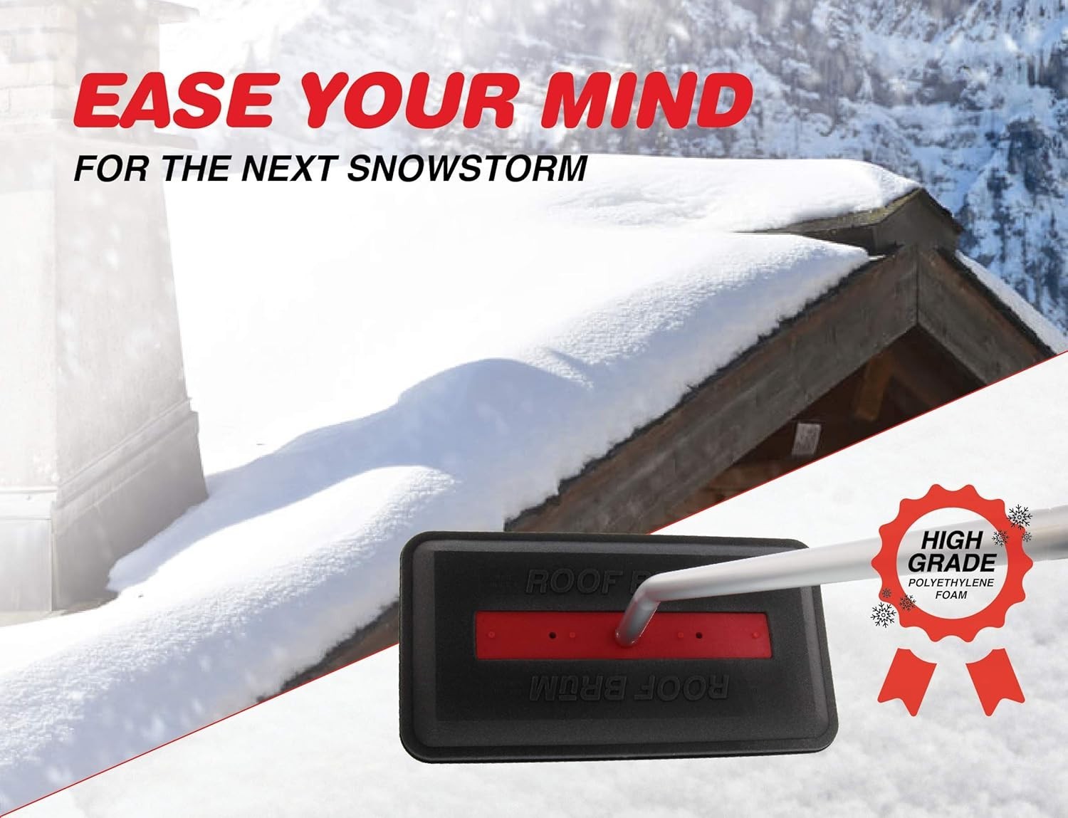 Snow Broom for Roof Snow Removal, 22 Foot - The Ultimate Snow Roof Rake
