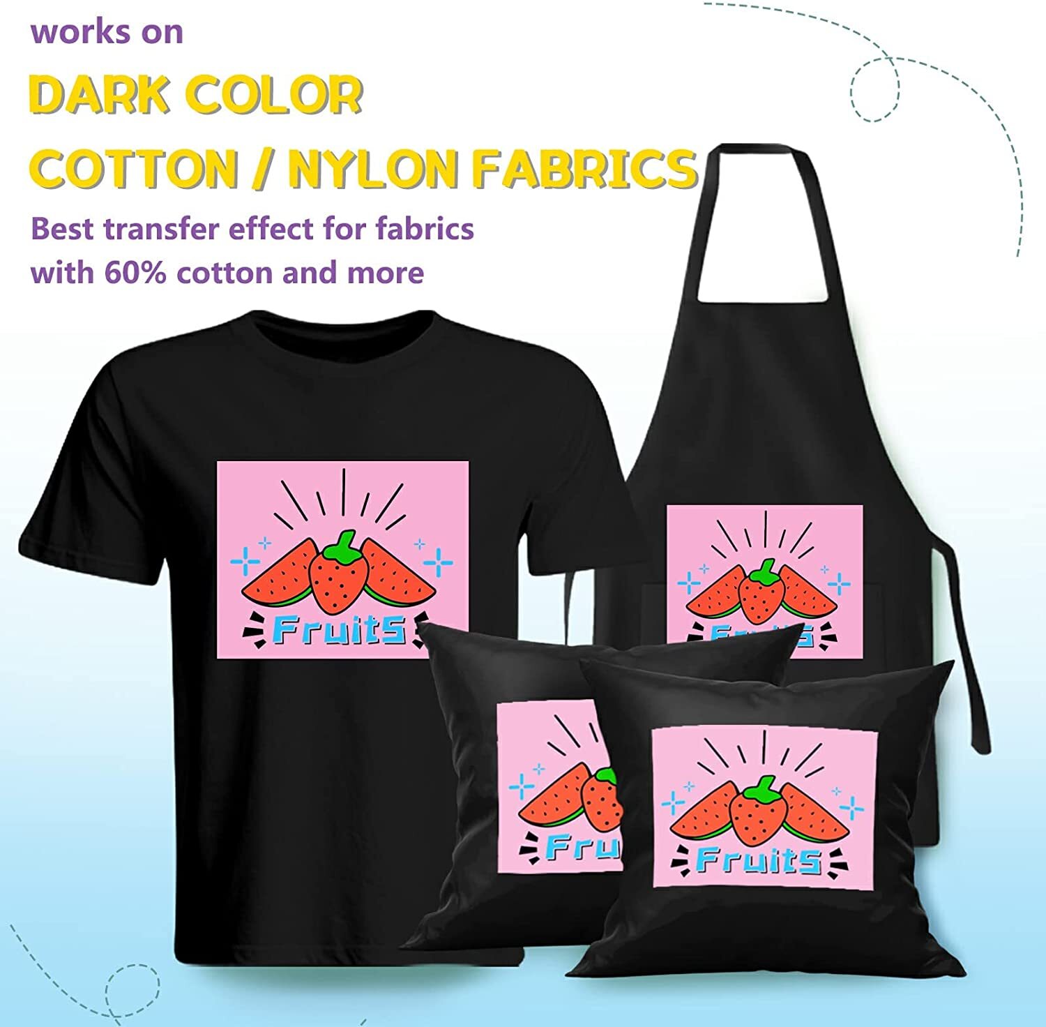 50Pack Heat Transfer Paper for Dark T Shirts 8.5x11" Iron on Transfer Paper