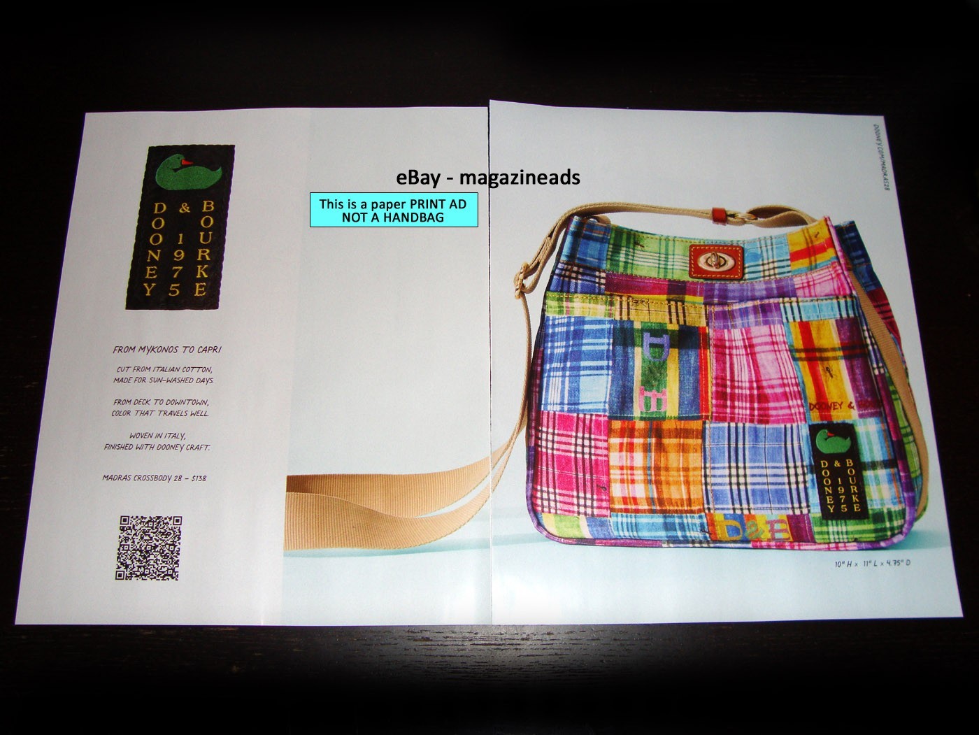 DOONEY & BOURKE Handbags 2-Page PRINT AD Spring 2026 Madras Crossbody