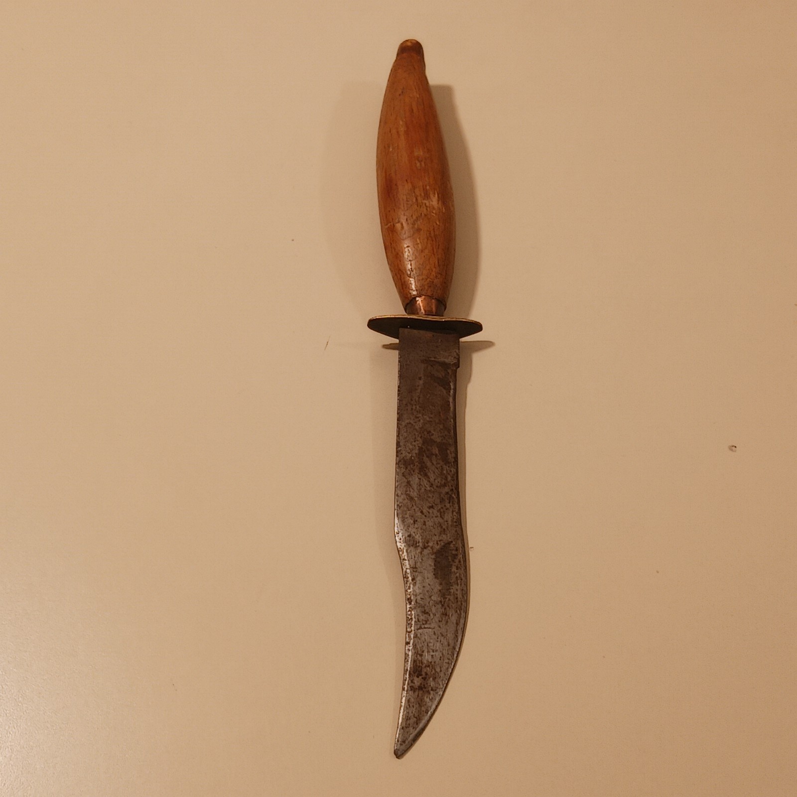 Vintage Bowie Knife Fixed Blade Hunting Survival Wood Handle Brass Bolster Gear