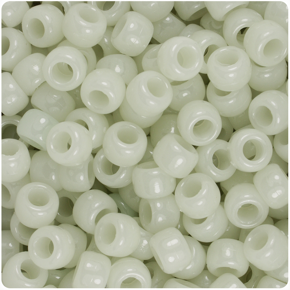 BeadTin Super Glow-in-the-Dark 9mm Barrel Plastic Pony Beads (500pcs)