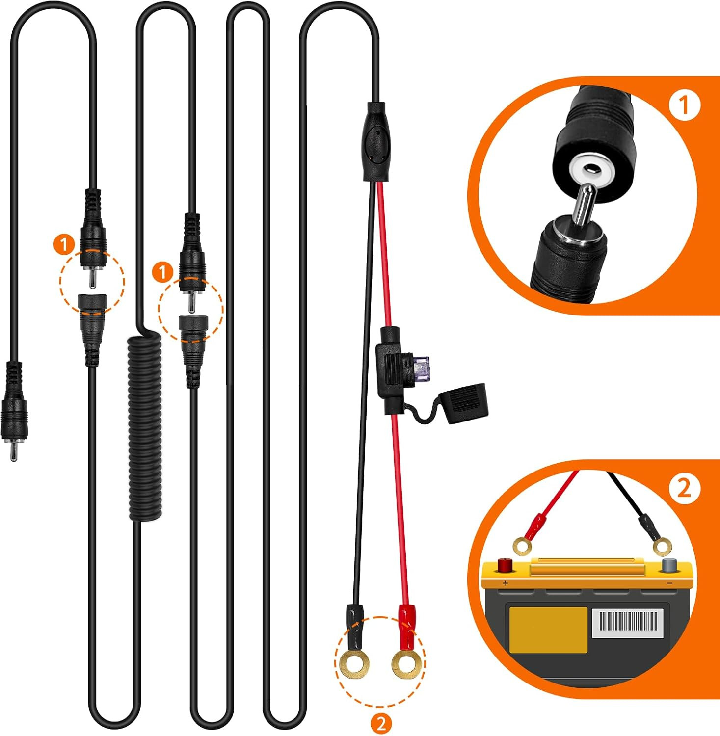 Snowmobile Helmet Heated Shield Cord, RCA Plug Heated Cord for Heated Most Elect