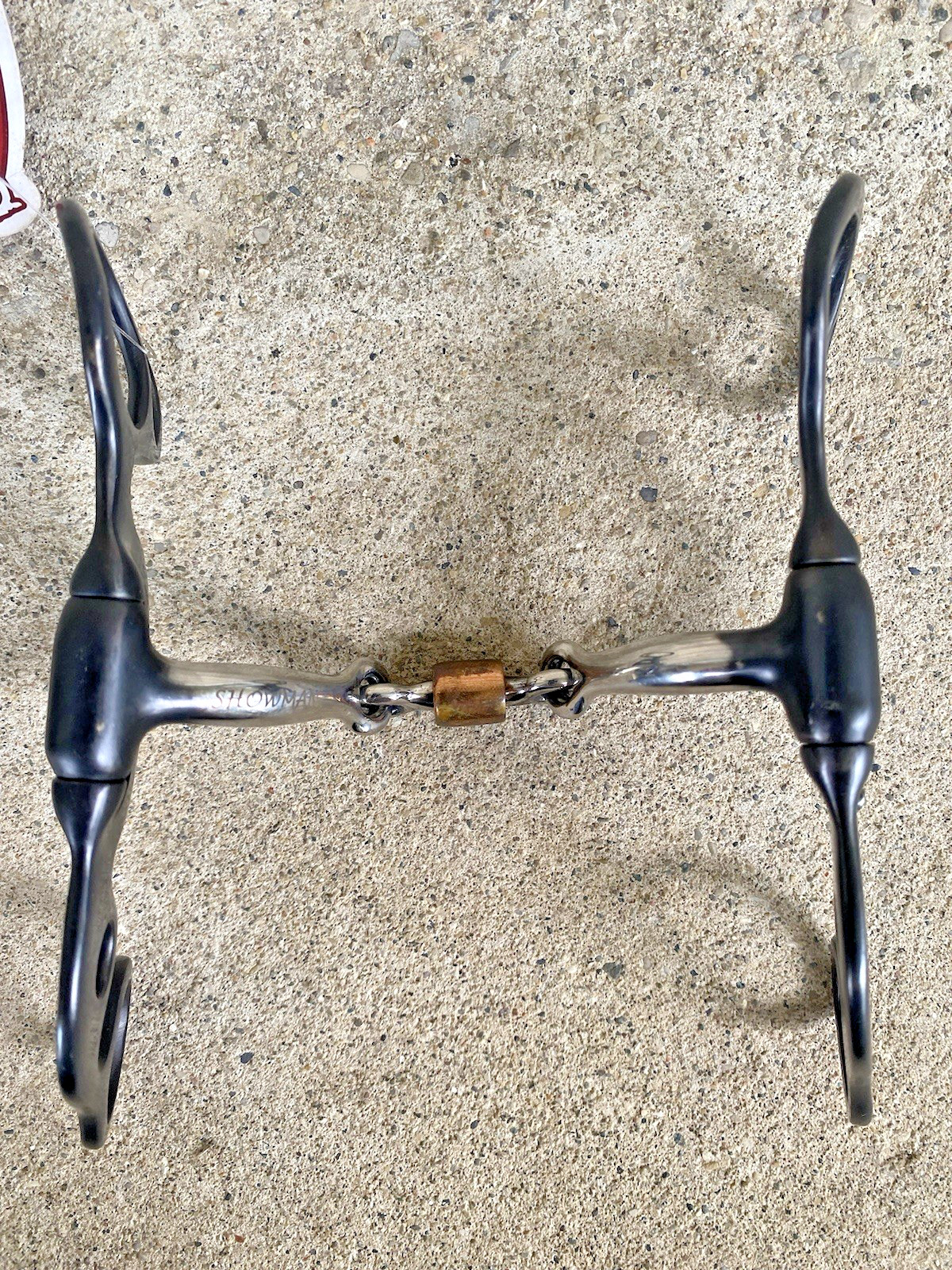 5" dotted Western Argentine snaffle bit w/double jointed roller dog bone mouth