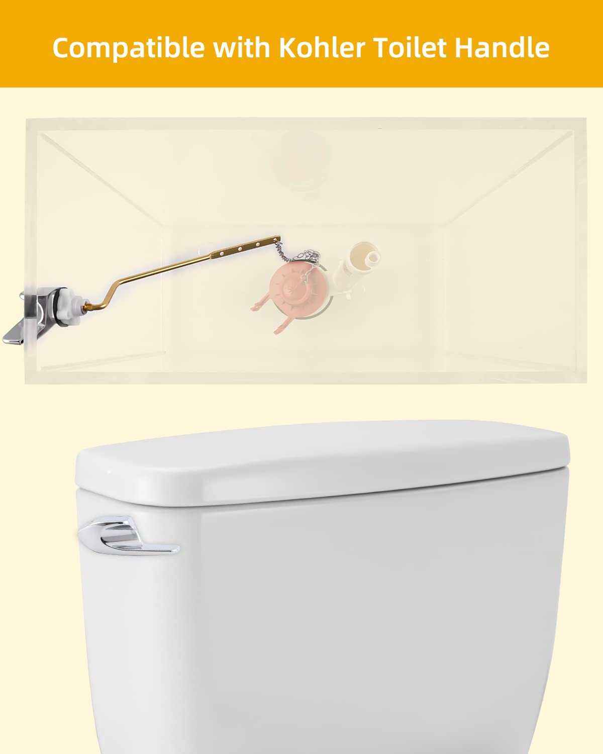 Toilet Tank Flush Lever Handle,Angle Mount Toilet Handle for Kohler K-GP30324-CP