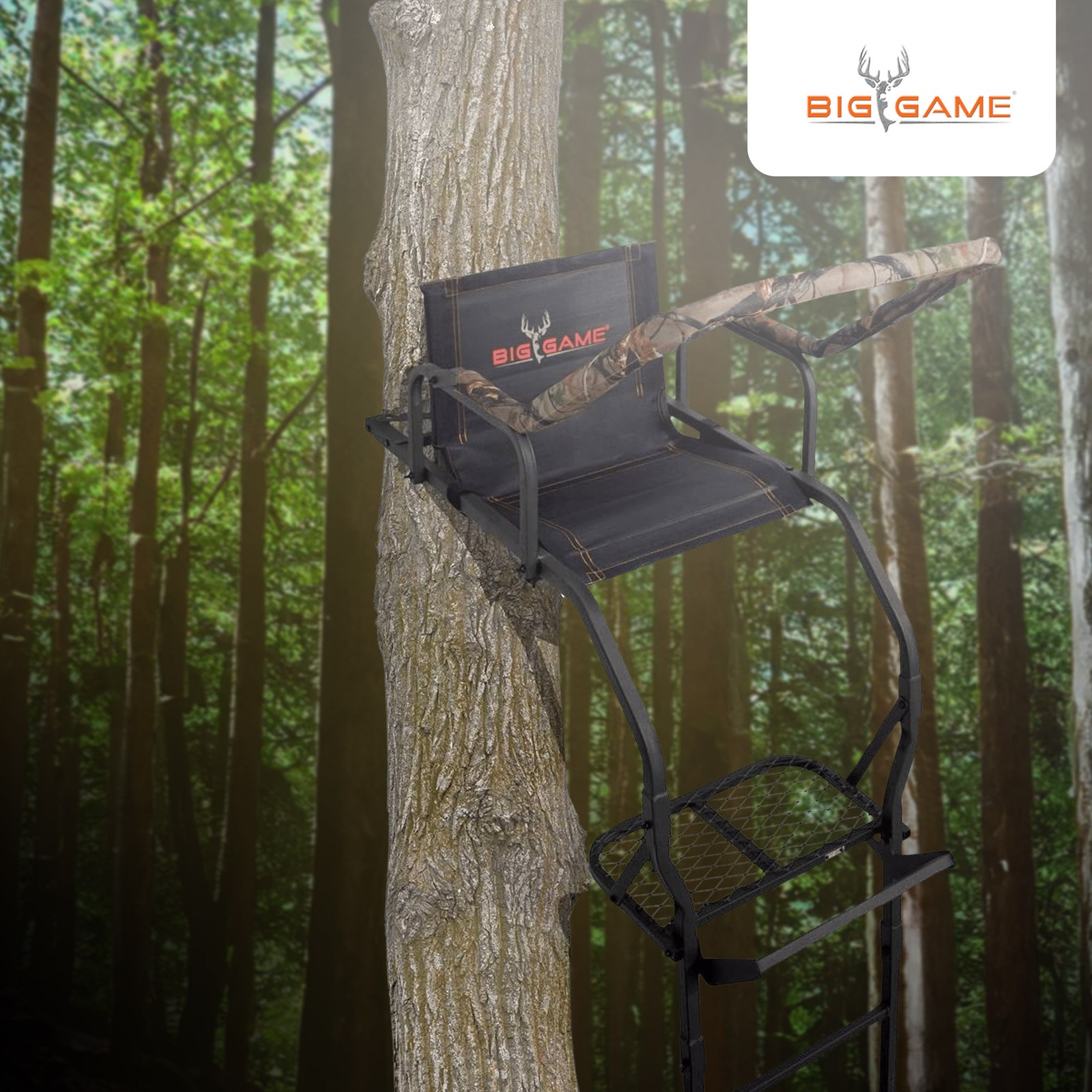 Big Game Warrior DXT 17' Deer Hunting Ladder Climbing Tree Stand w/Flex-Tek Seat
