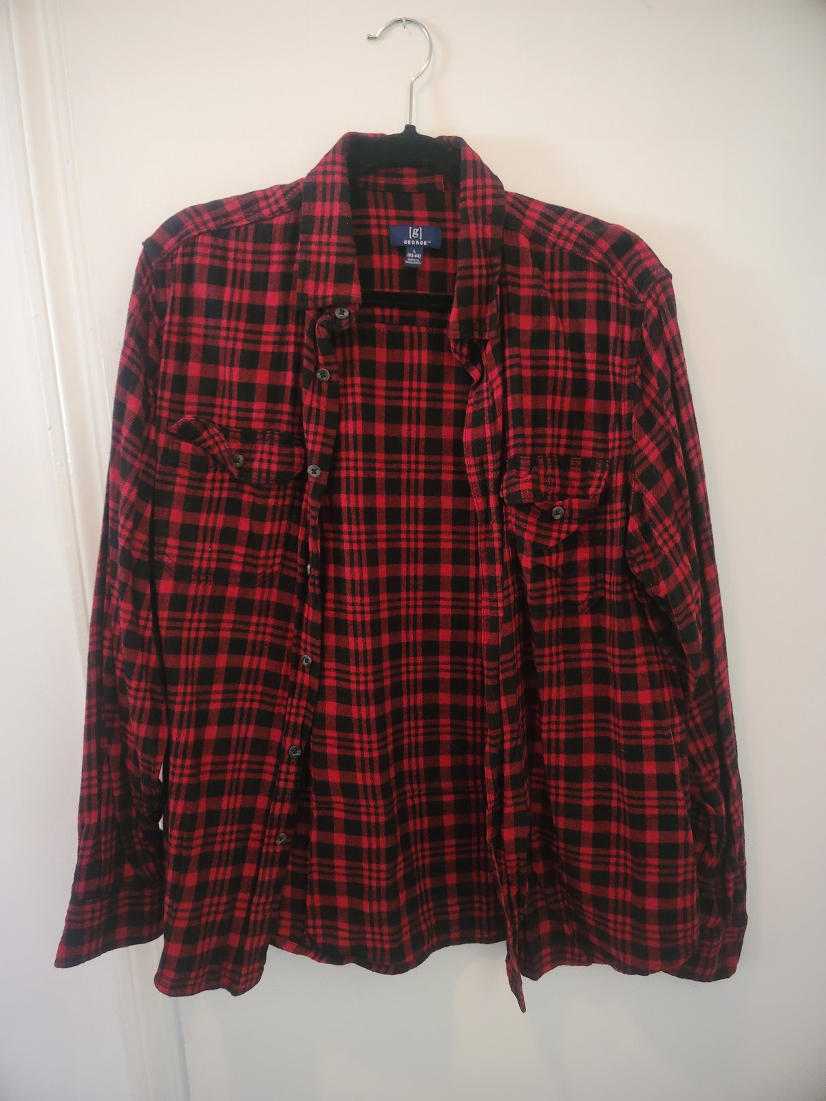 Upcycled Flannel Shirt, Alice Cooper on Back, Mens Size L (42-44)