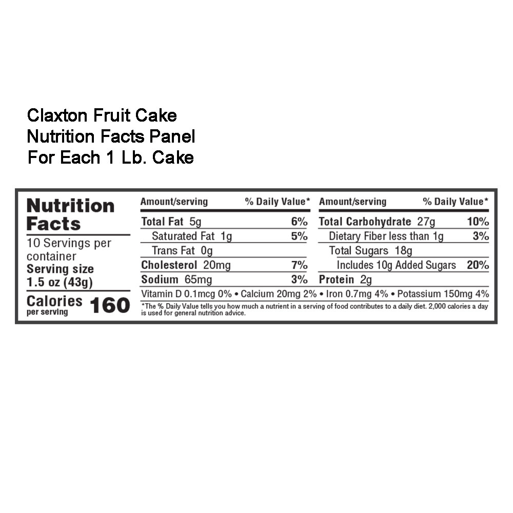 Claxton Fruit Cake - "Claxton Sampler" - 1 Lb. Each - Regular and Dark Recipe