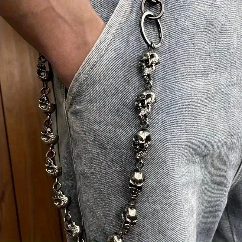 Silvery Skull Jeans Chain Hip Hop Punk Waist Chain Men's Accessories Alloy