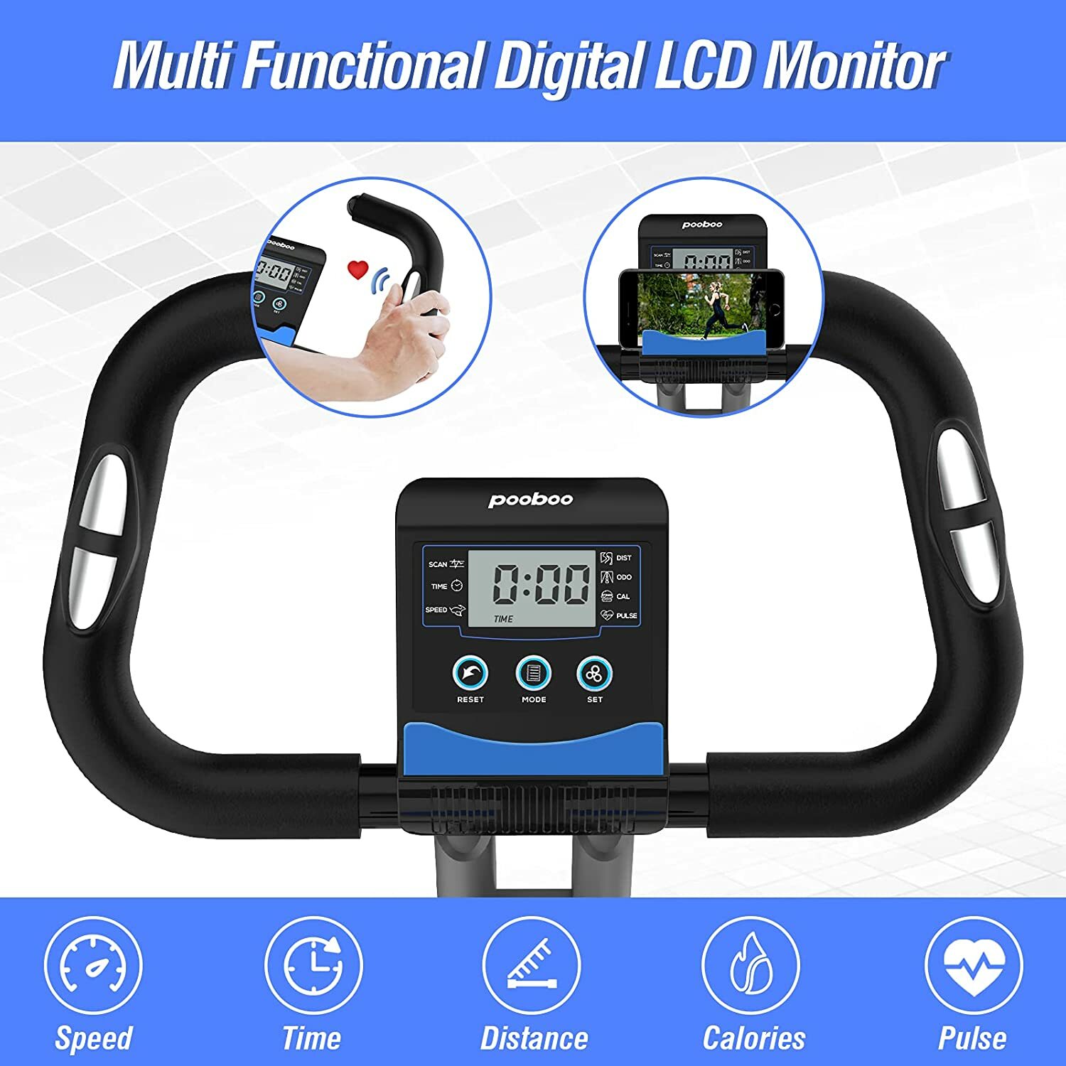 Pooboo Indoor Exercise Bike Stationary Cycling Bicycle Cardio Fitness Workout