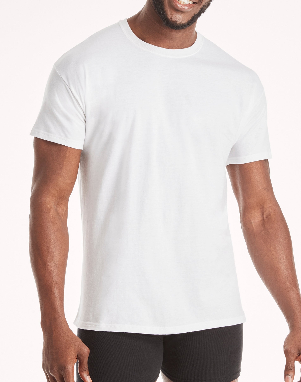 Hanes Men's White Crewneck T-Shirt 6-Pack Undershirt Tee TAGLESS FreshIQ Comfort