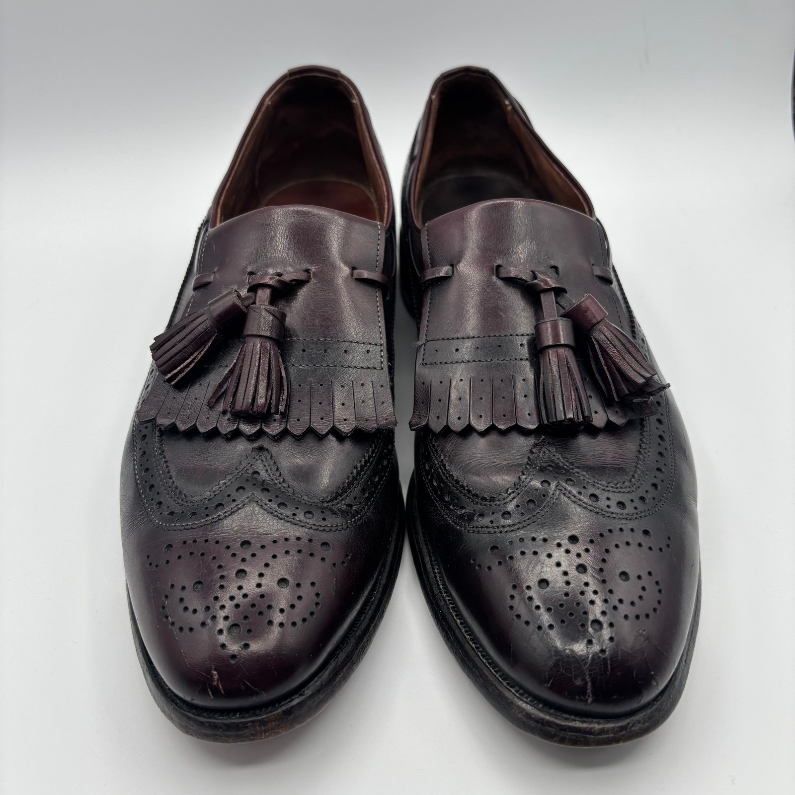 Allen Edmonds Arlington Burgundy Wingtip Tassel Loafers Mens Size 11 B *FLAW