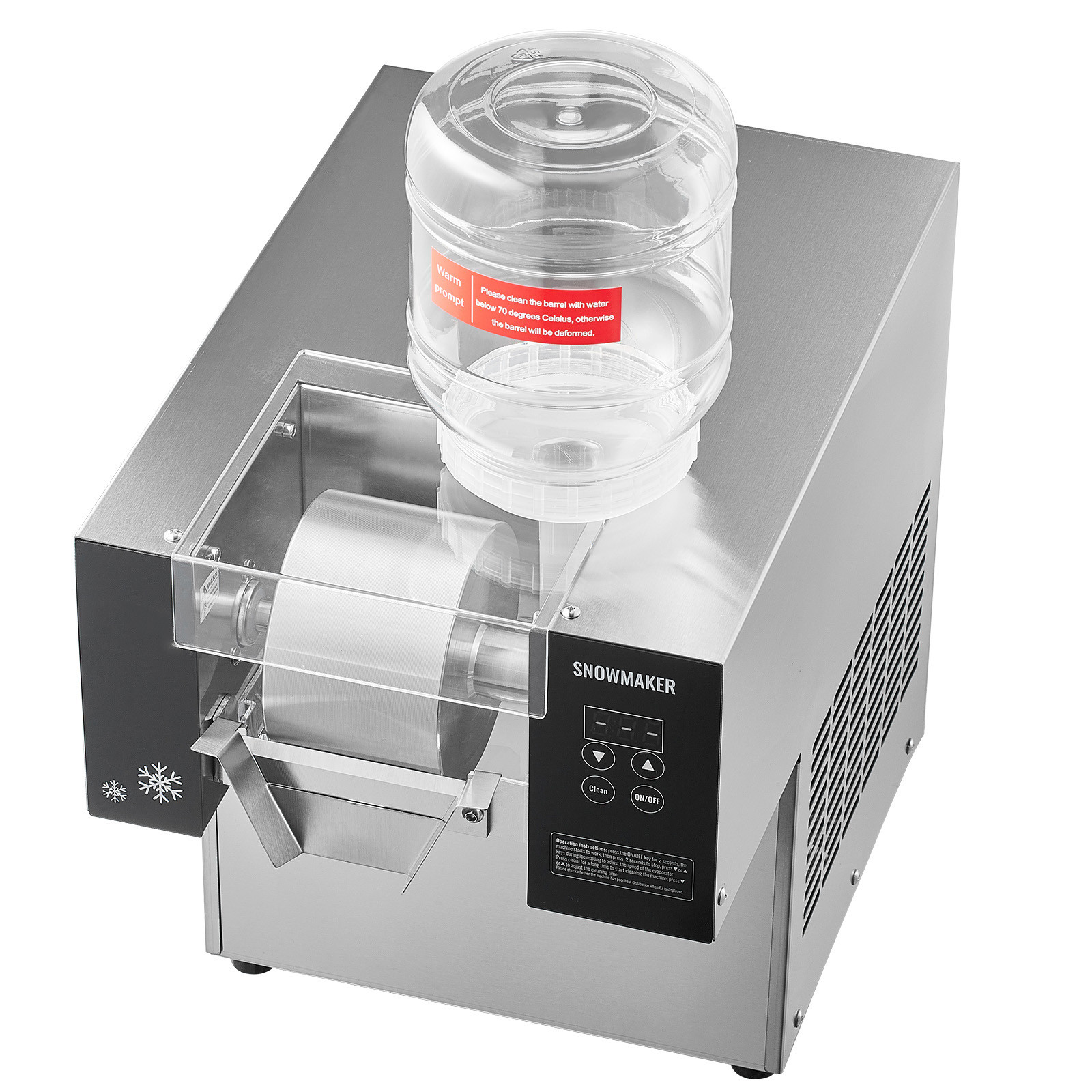 Commercial Snowflake Ice Machine 176LBS/24H Stainless Steel for Ice Cream