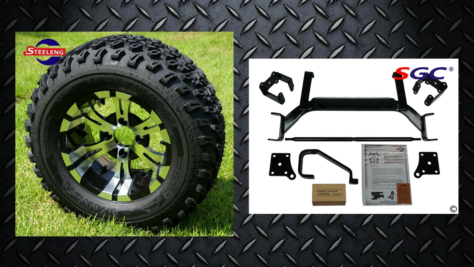 EZGO TXT ELECTRIC GOLF CART 6" LIFT KIT + 12" WHEELS and 23" ALL TERRAIN TIRES