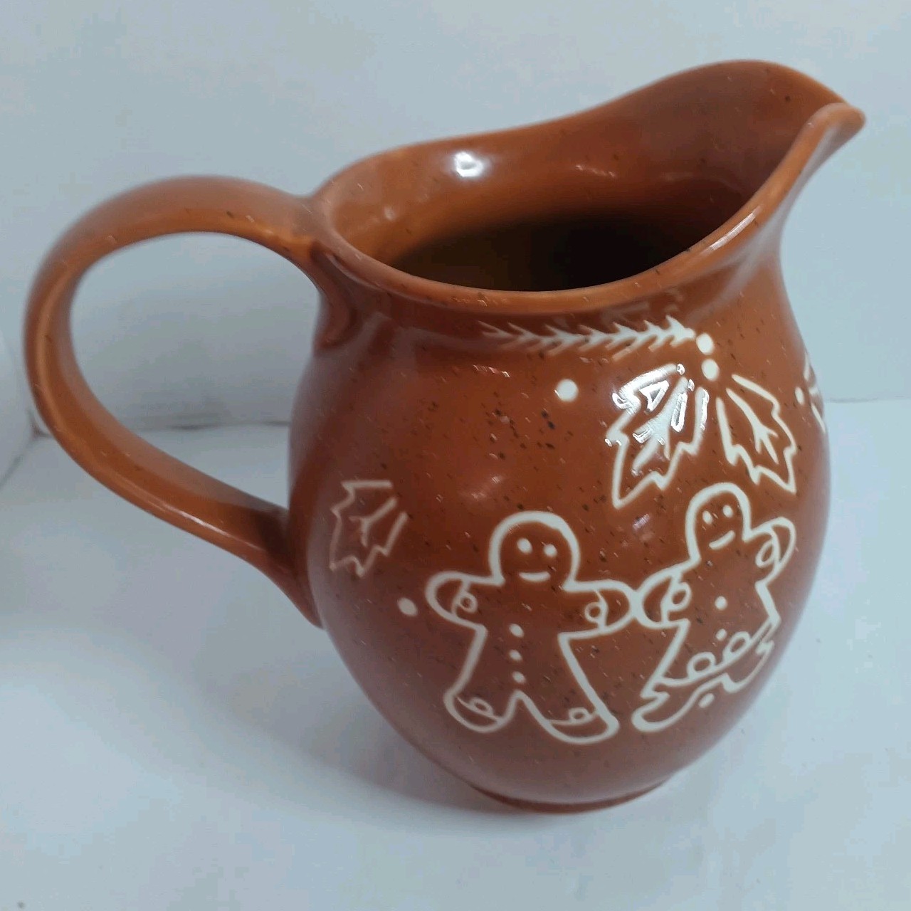 Cook's Bazaar Gourmet Collection Gingerbread Boy, Girl Speckled Glazed Pitcher