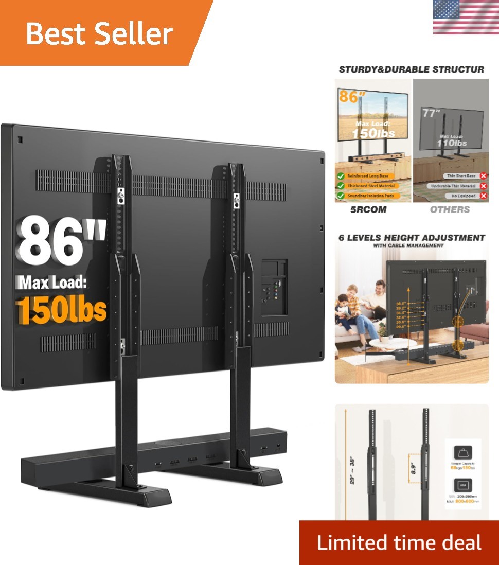 Large TV Stand for 37 86 Inch Flat Curved TVs Cable Management Height adjustable