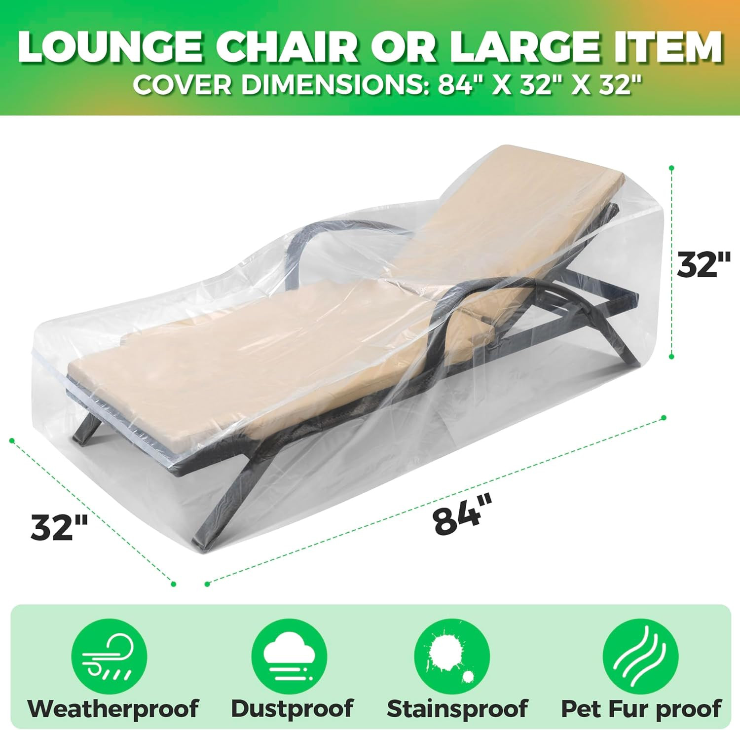 2-Pack Waterproof Outdoor Chaise Lounge Covers for Patio Furniture - Reusable &