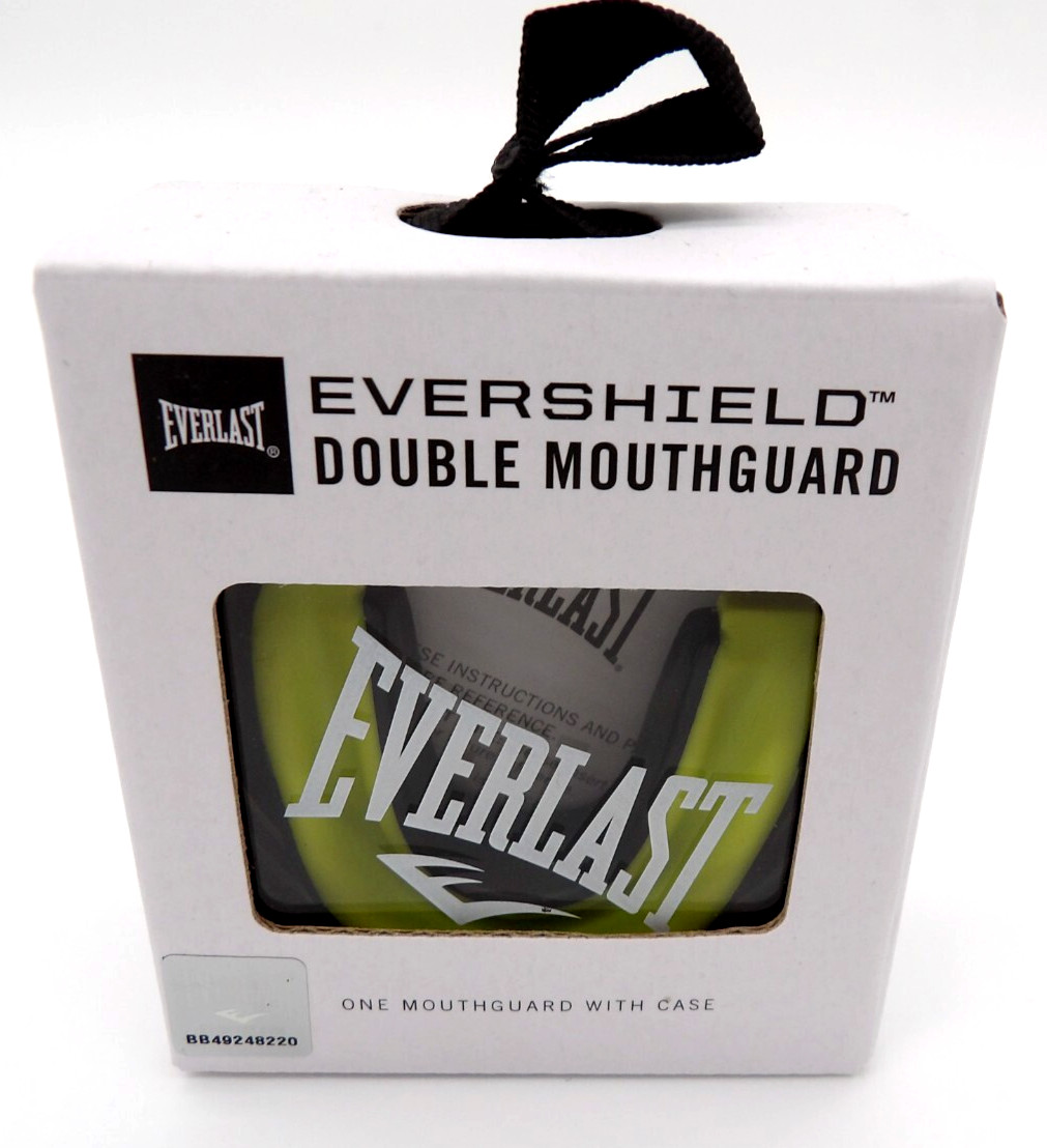 Everlast Evershield Double B&B Mouthguard with Case - Green / Black - NEW