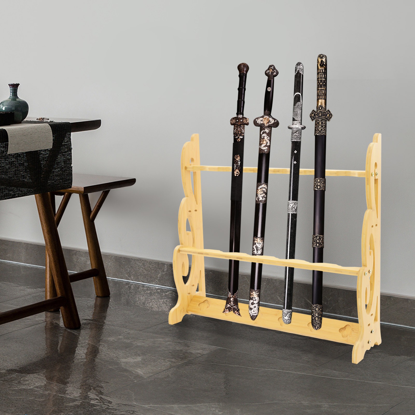 Sword Display Stand, Adjustable Large Sword Holder, 6 Hole Vertical Sword Rack