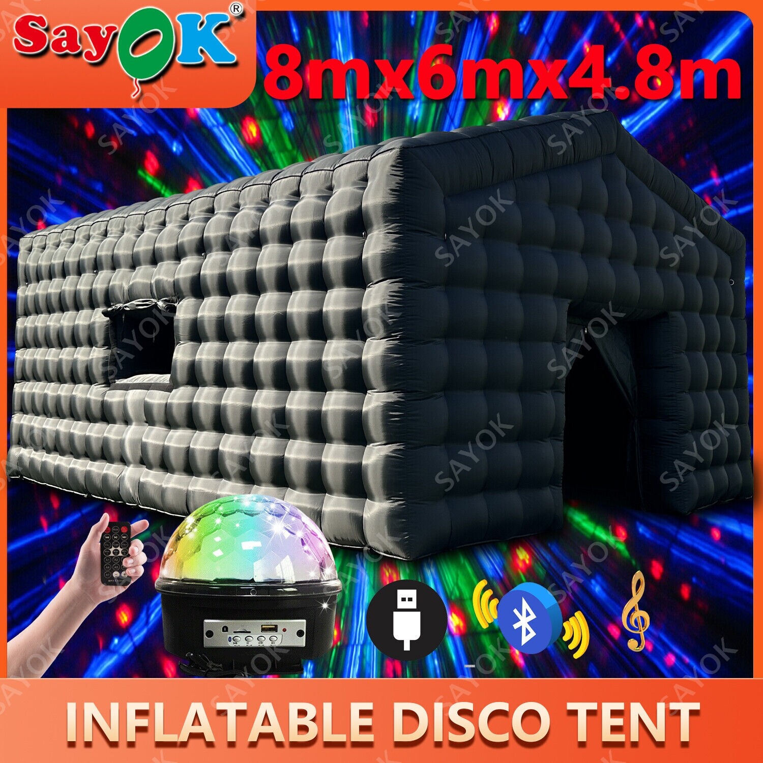 NEW Portable Inflatable CubeLounge Party Waterproof Nightclub House Disco Tent