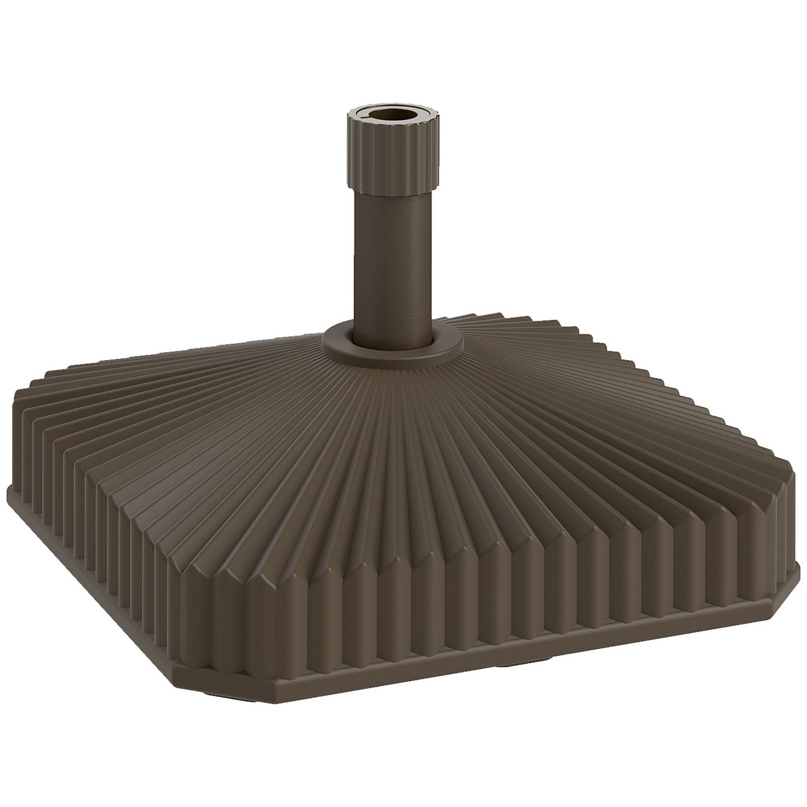 Square Patio Umbrella Base Heavy Duty Outdoor Stand Fillable Brown 42lbs Sand