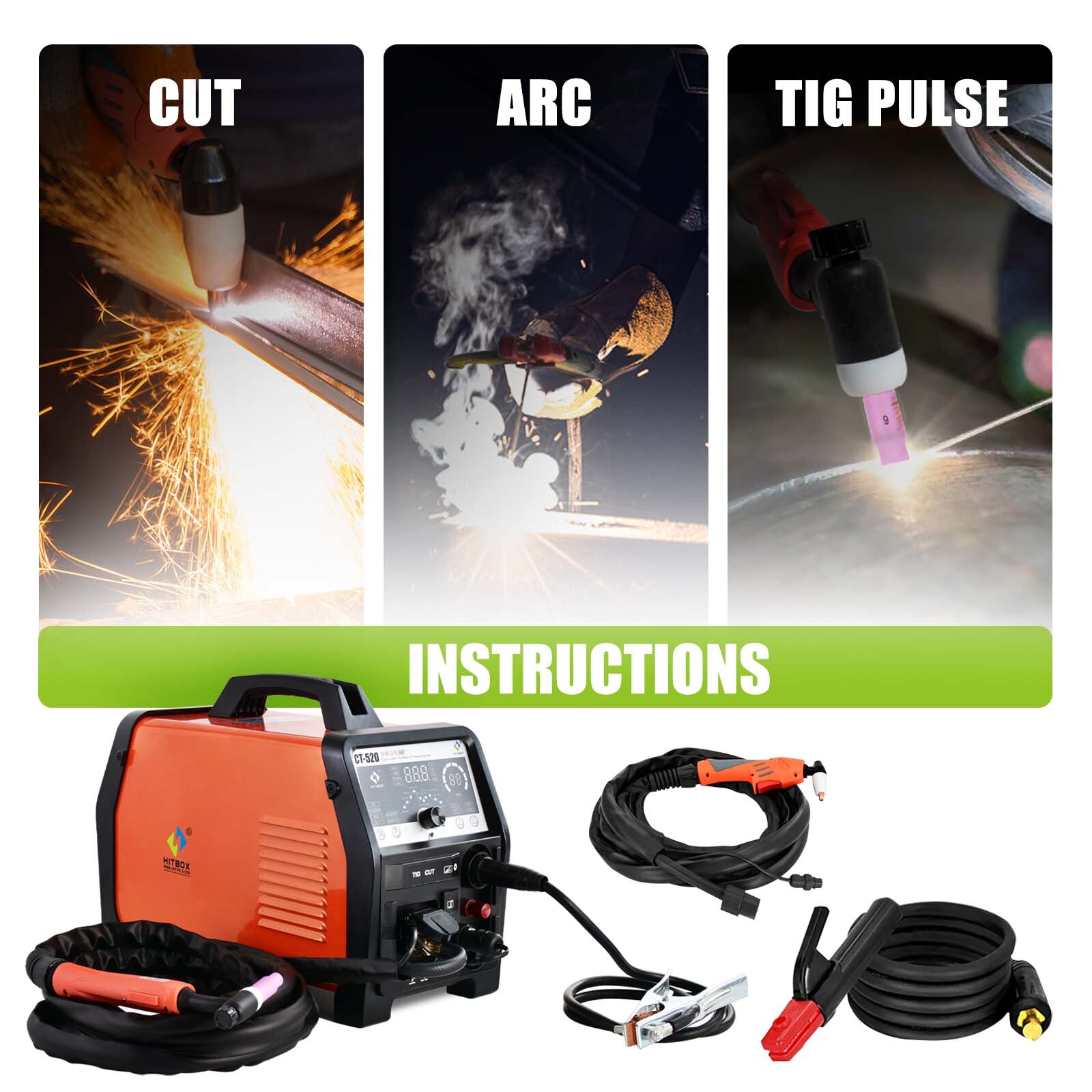 50A 20mm Non-touch Air Plasma Cutter 200A TIG/MMA/Pulse TIG Welder & foot pedal