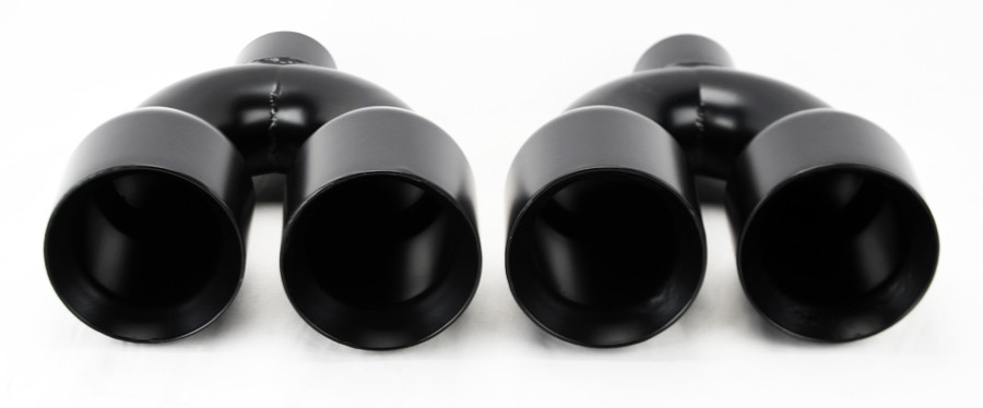 Dual 4" Quad Staggered Gloss Black Exhaust Tips Fits Chevy Camaro 2010-2023