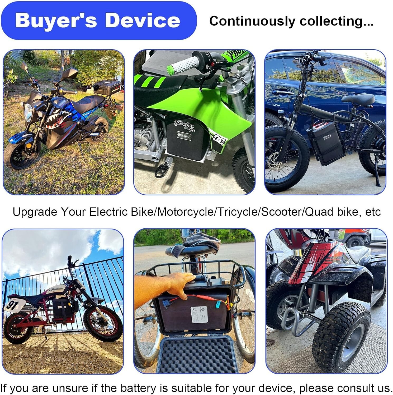 Btr 72V 20Ah LiFepo4 Lithium Battery Pack for 250W-1800W Electric Bike 50A BMS