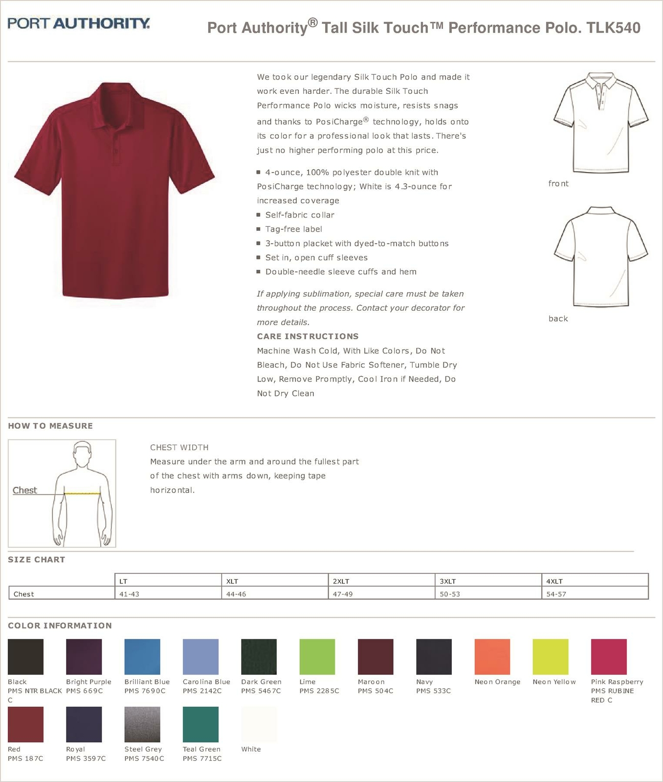 Port Authority TLK540 Big & Tall Dri-Fit Polo Golf Shirt