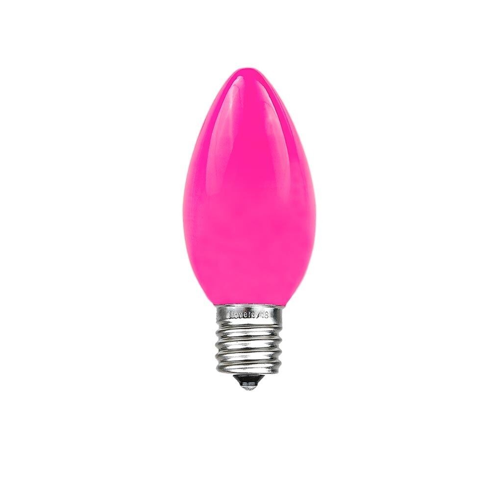25 C9 Ceramic Pink Incandescent Christmas Light Bulbs 7 Watt E17 Base