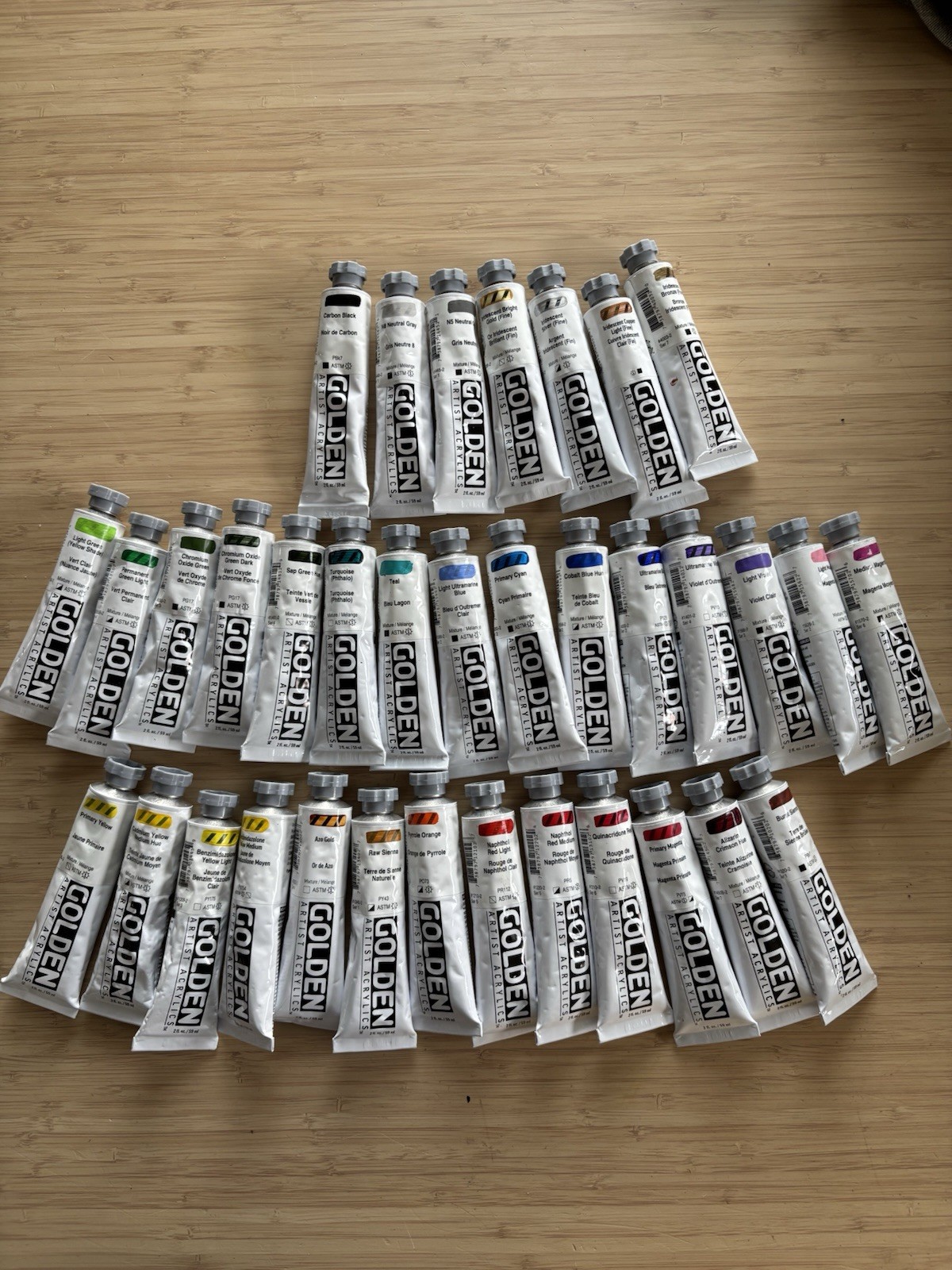 LOT OF 35 GOLDEN Acrylic Artist Colors Paints 2fl oz Tubes *NEW