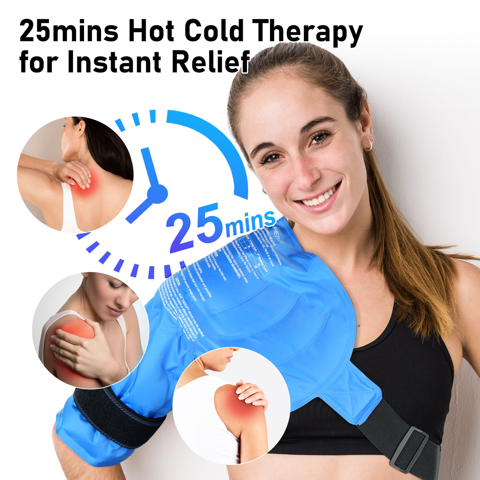 Shoulder Ice Pack Wrap Cuff Hot Cold Therapy Support Brace Pain Relief Reusable