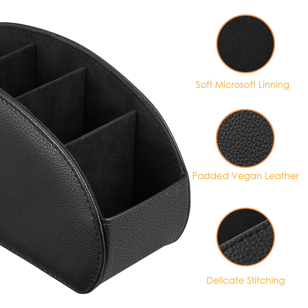 [5 Compartments] Black Remote Control Holder TV Remote Caddy Desktop Organizer