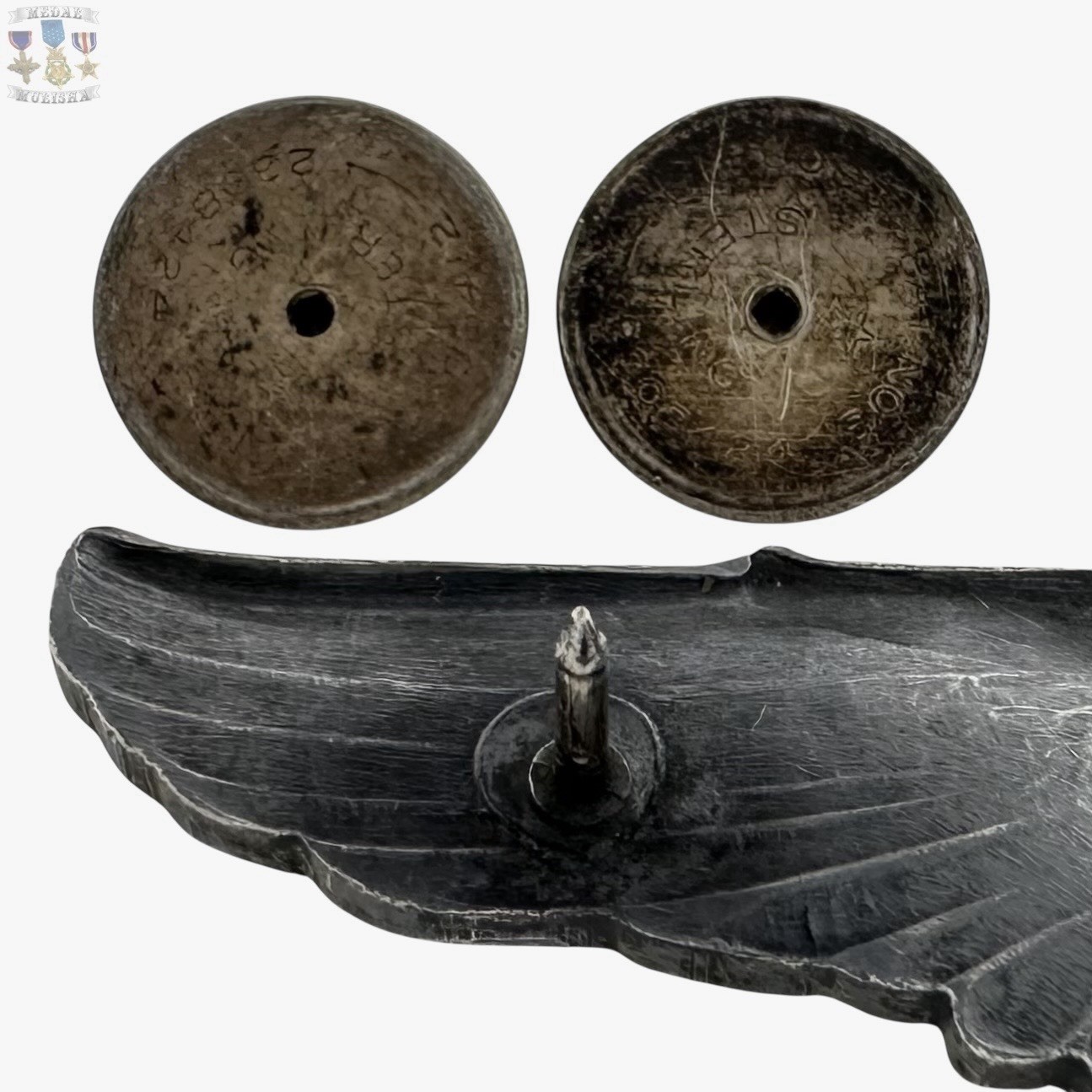 WWII SERVICE PILOT WINGS U.S. ARMY AIR CORPS 3” SIZE VAULTED STERLING WW2 #015