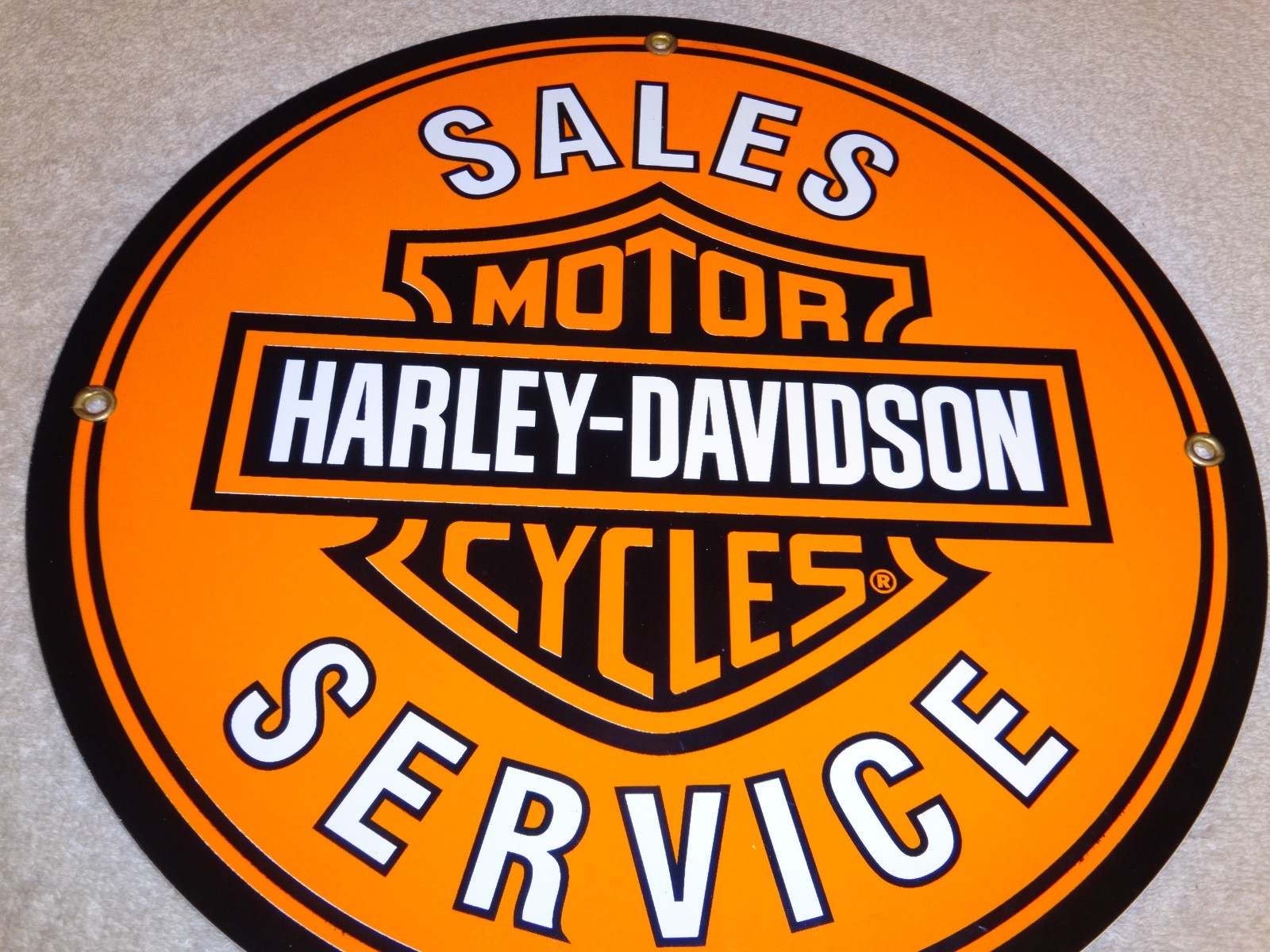 VINTAGE HARLEY DAVIDSON MOTORCYCLE SALES SERVICE DEALER PORCELAIN GASOLINE SIGN!