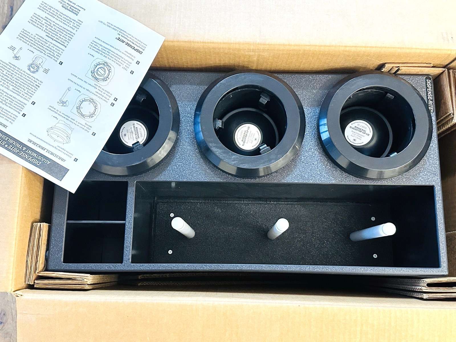 NEW! Dispense-Rite Countertop Cabinet STL-DL-3BT Cup & Domed Lid Dispensers