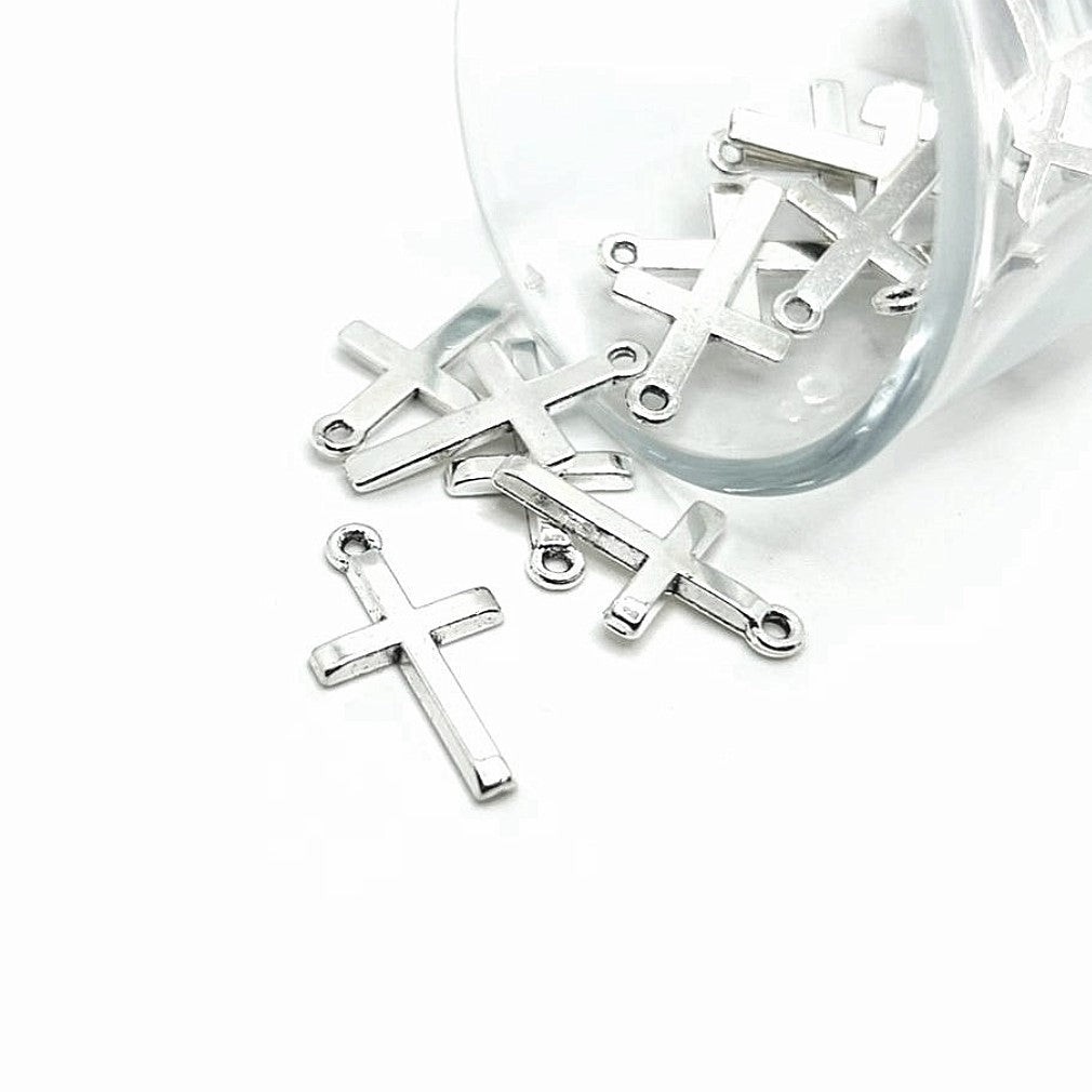 Silver Simple Cross Charms, 24x14mm - US Seller