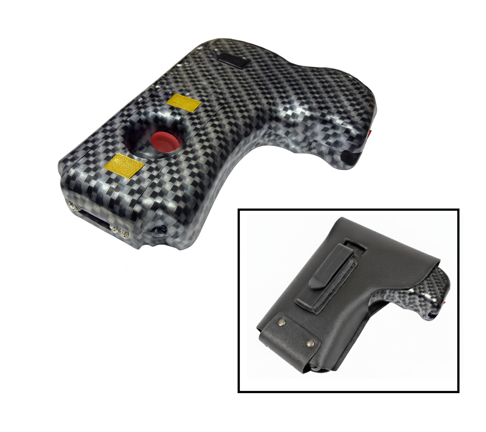 DEFENDER 10 MV Rechargeable Pistol Grip STUN GUN w/ Light & Holster CARBON FIBER