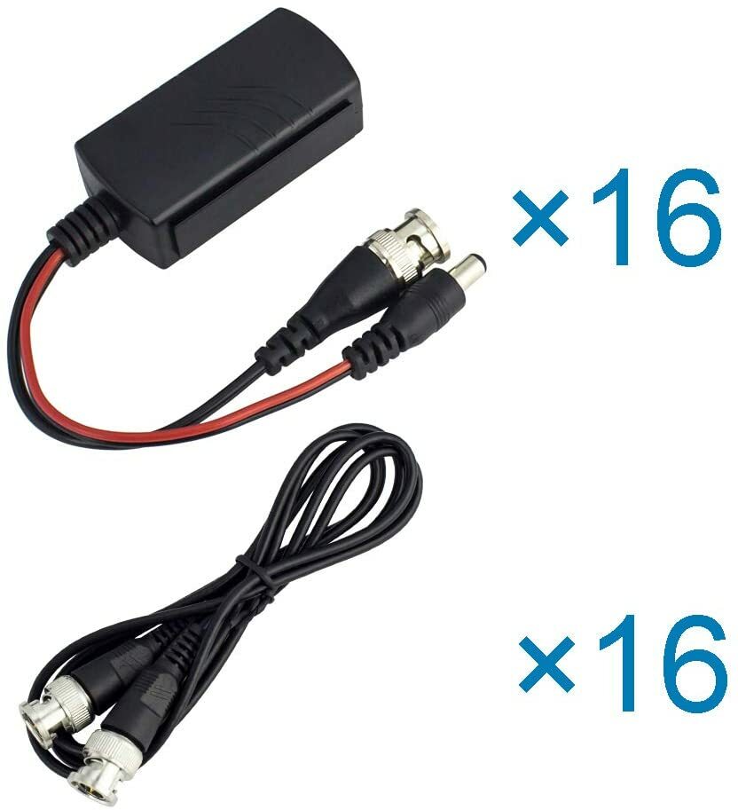 Kit of 16 Channel Video Balun Power Supply Passive Video Receiver Hub