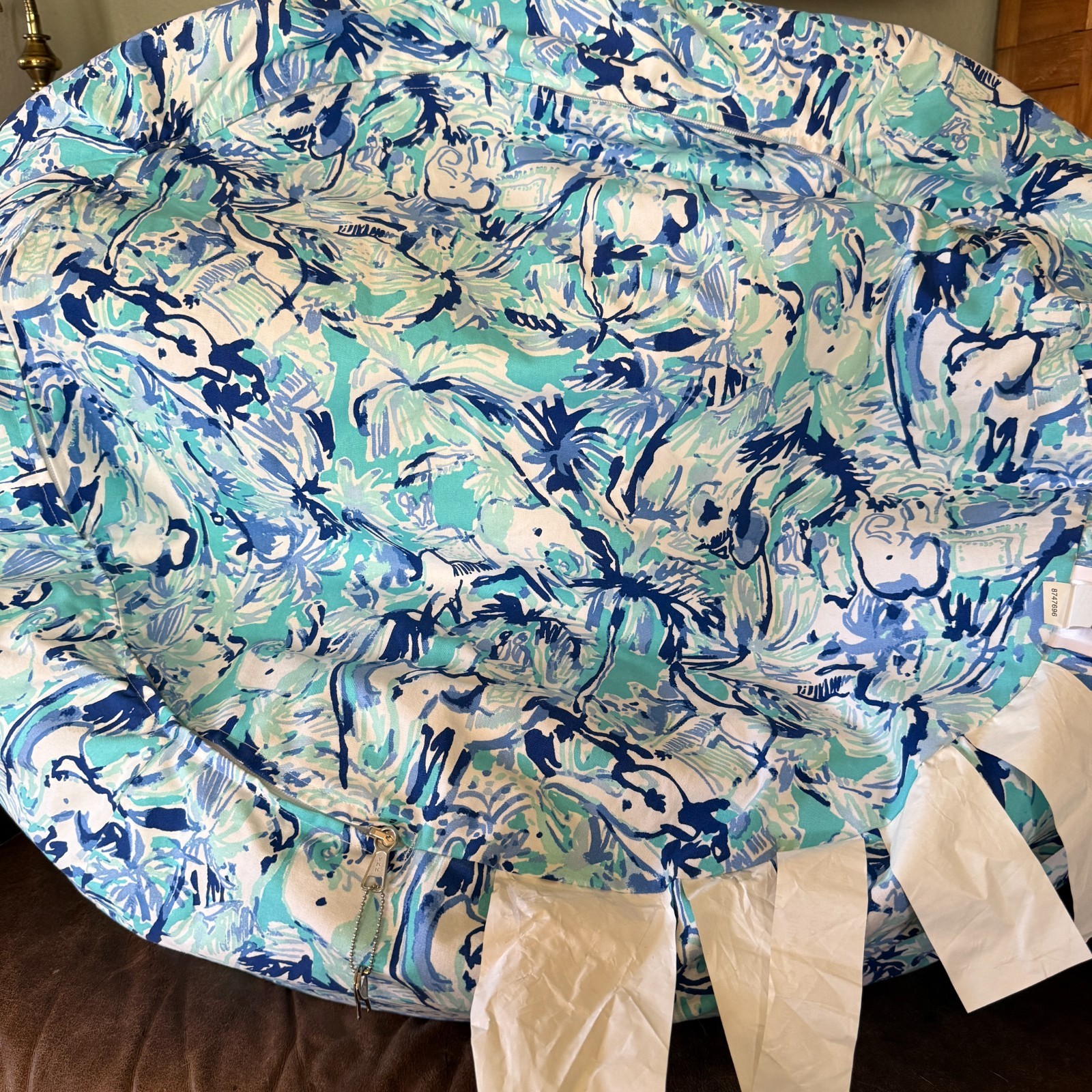 Pottery Barn Lilly Pulitzer Bean Bag Chair Elephant Appeal Slipcover with Insert