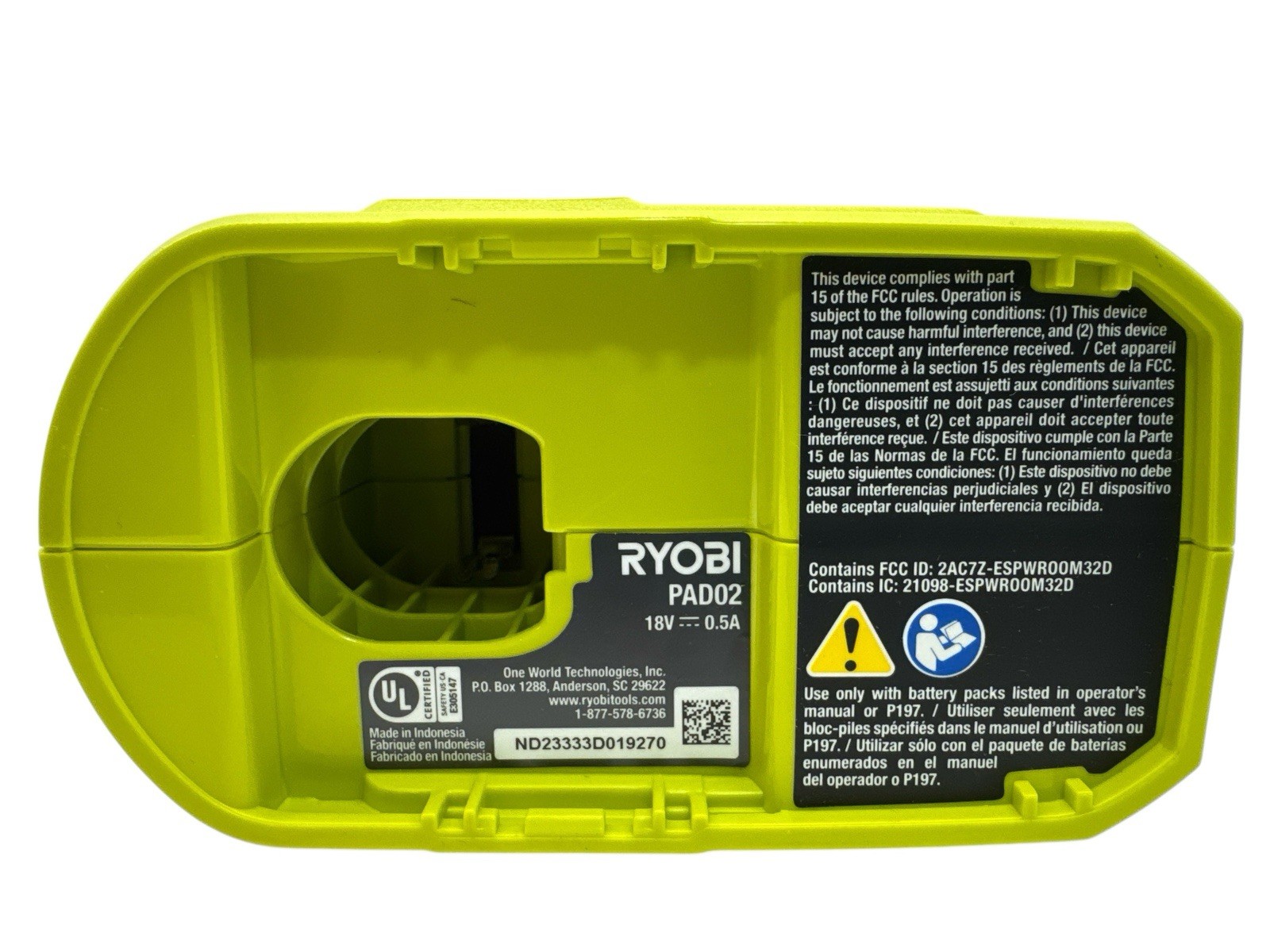 Ryobi ONE+ Portable Compact Smart Bluetooth Speaker PAD02 Tool Only (OB)