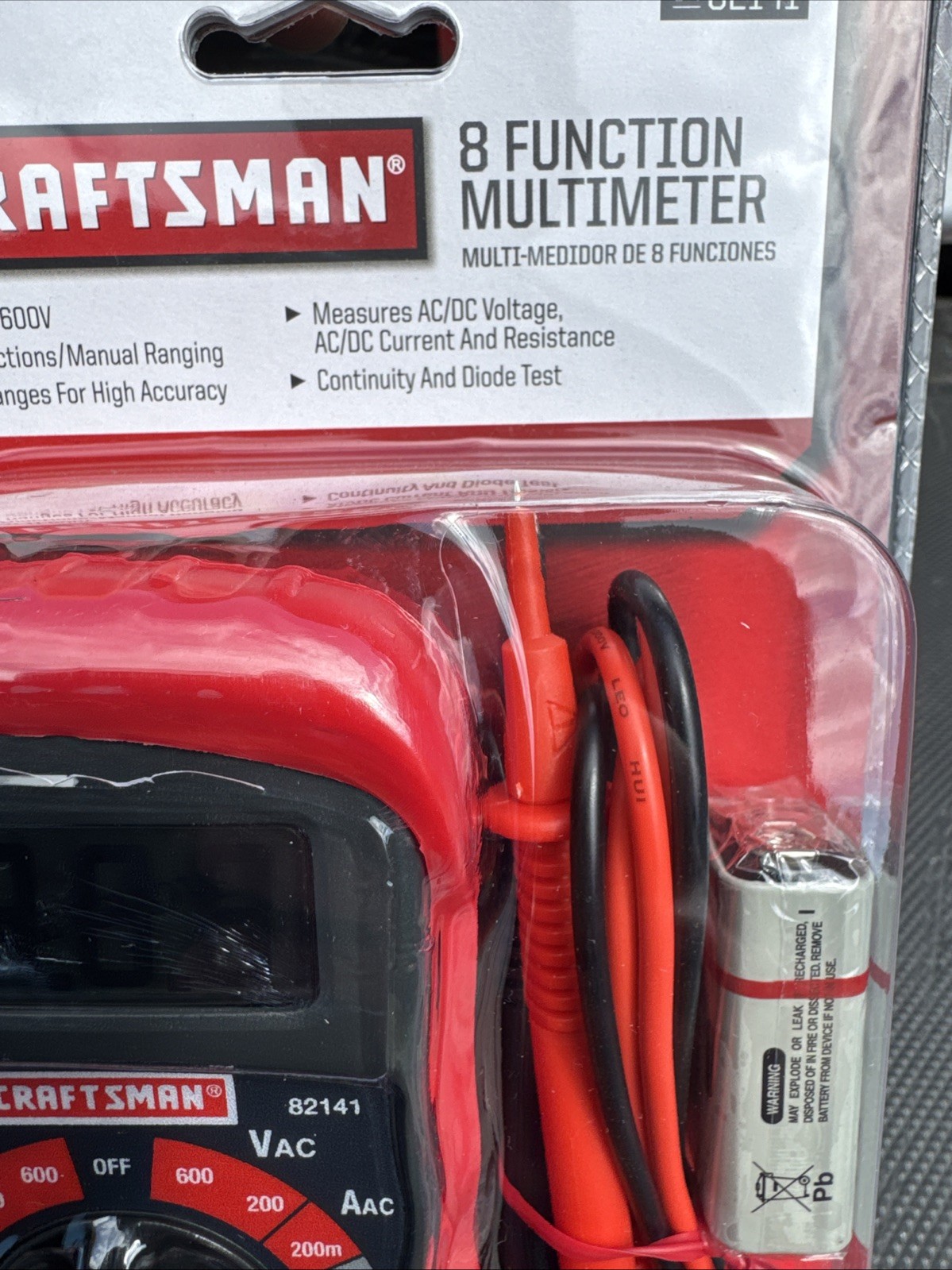 Sears Craftsman Nos 8 Function Digital Multimeter & Leads 82141 A/DC VOLTAGE