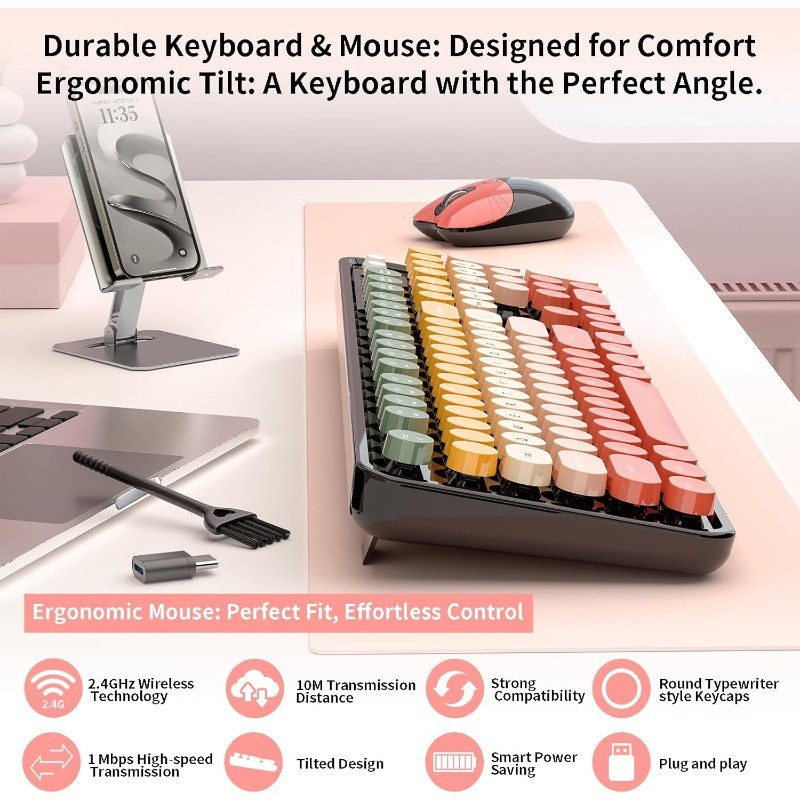 Rechargeable Wireless Keyboard and Mouse Gaming Combo Set for PC/Home/Office