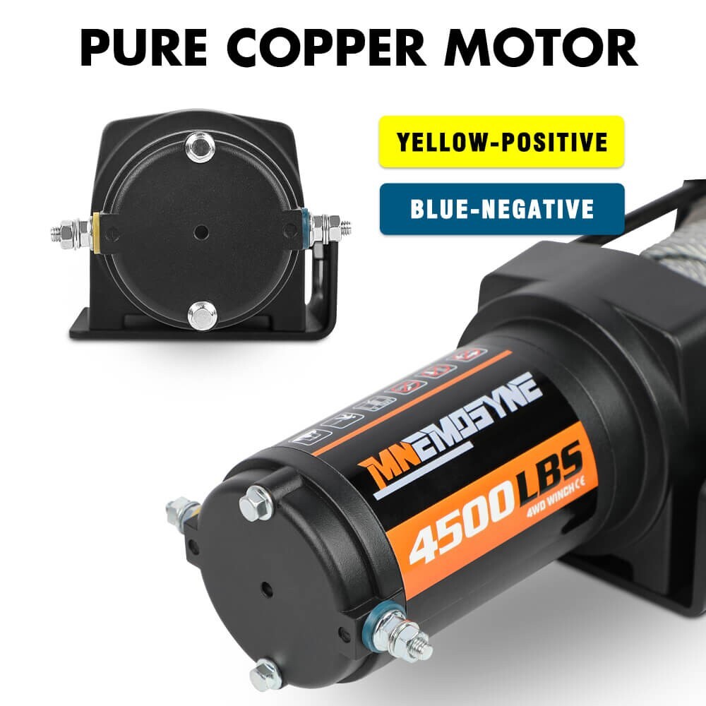 MNEMOSYNE Electric Winch 4500lb Steel cable Wireless Remote Towing ATV UTV 4×4