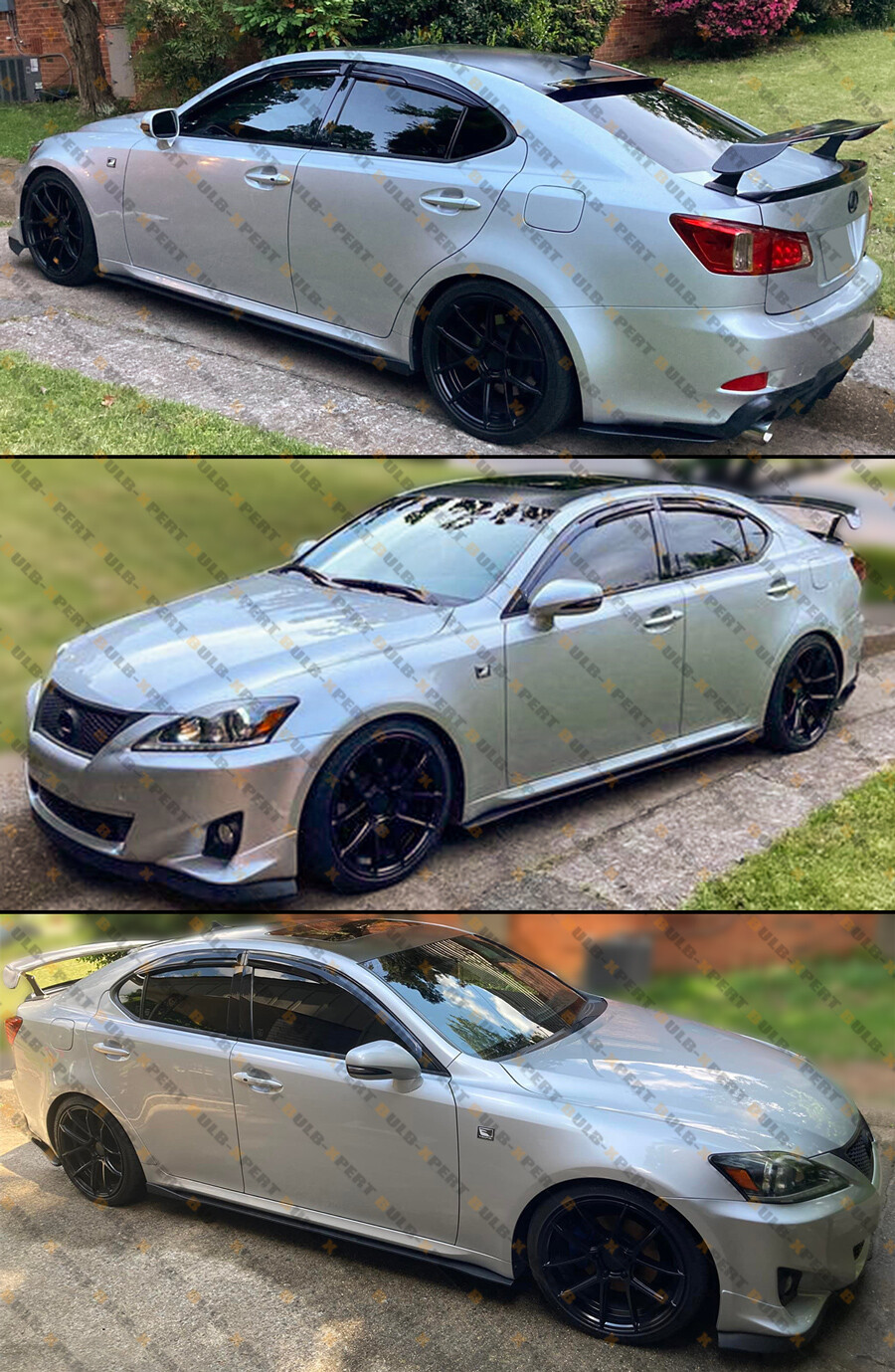 JDM MUG 3D WAVY WINDOW VISOR RAIN GUARD DEFLECTOR FOR 2006-13 LEXUS IS250 IS350