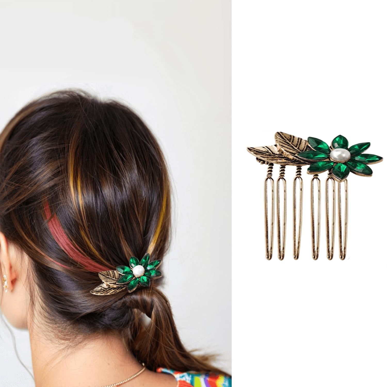 6 Pack Vintage Hair Side Combs for Women Decorative,Butterfly Flower Leaf Pea...