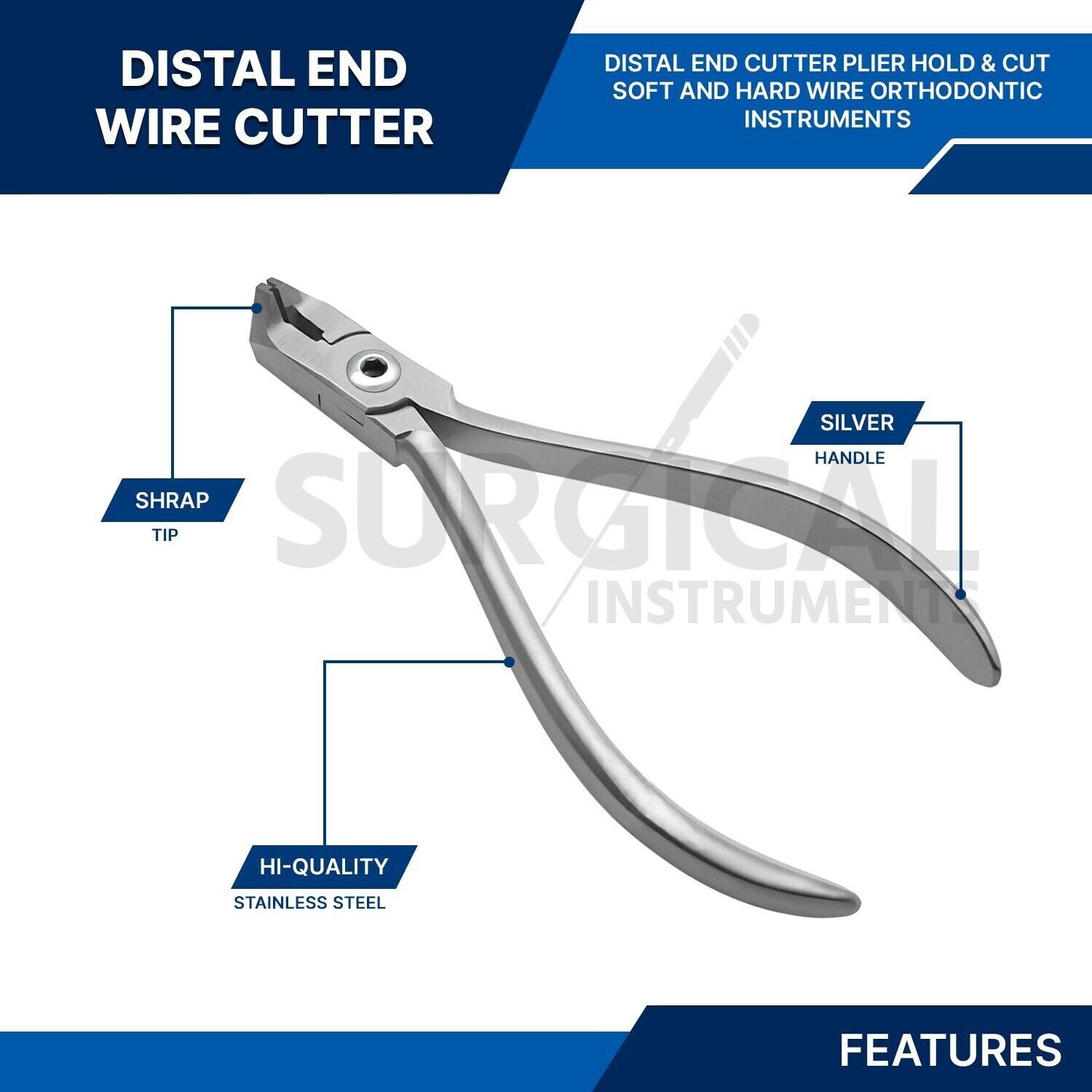 Dental Distal Safety Hold End Plier Wire Cutters Orthodontic German Grade