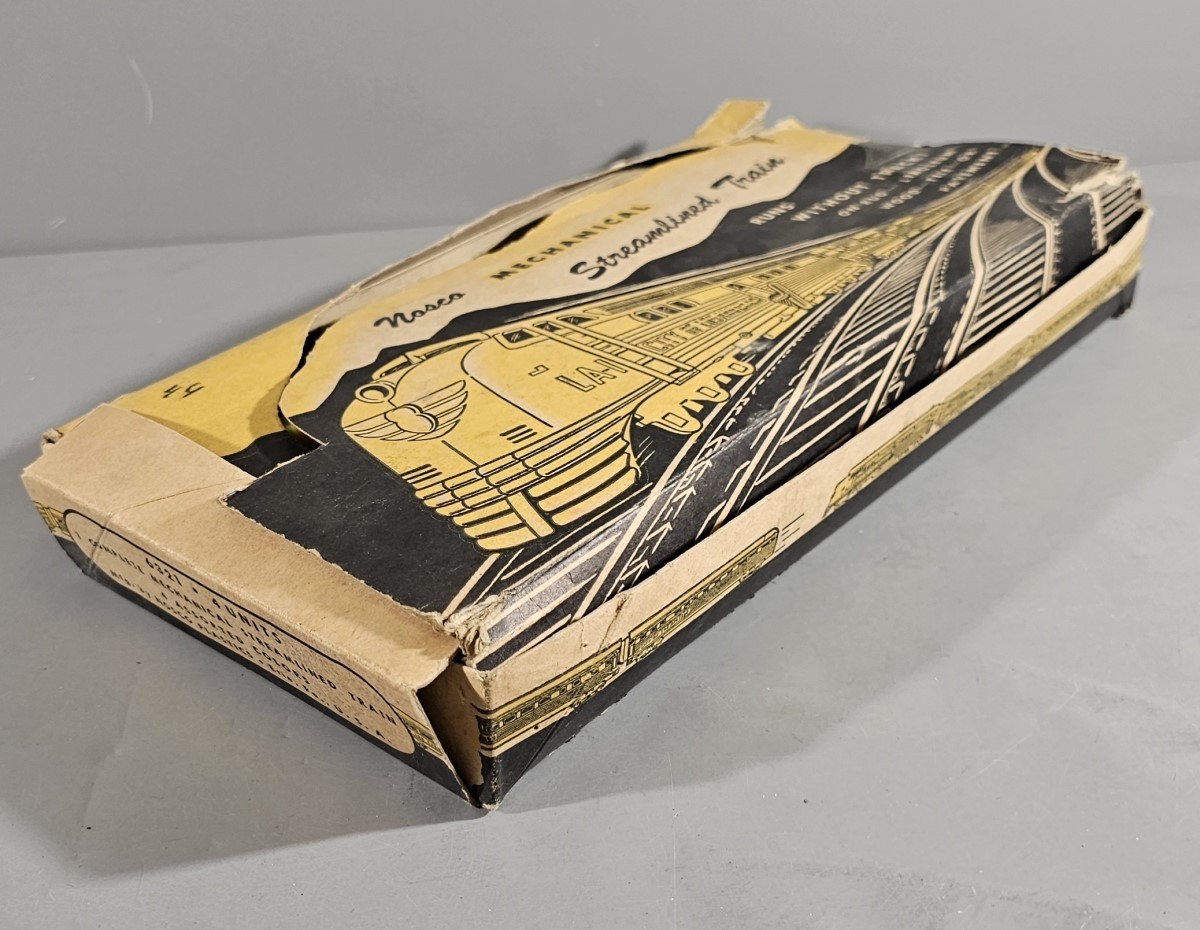 VINTAGE NOSCO MECHANICAL STREAMLINED TRAIN SET 4 UNITS 6521 IN ORIG. BOX