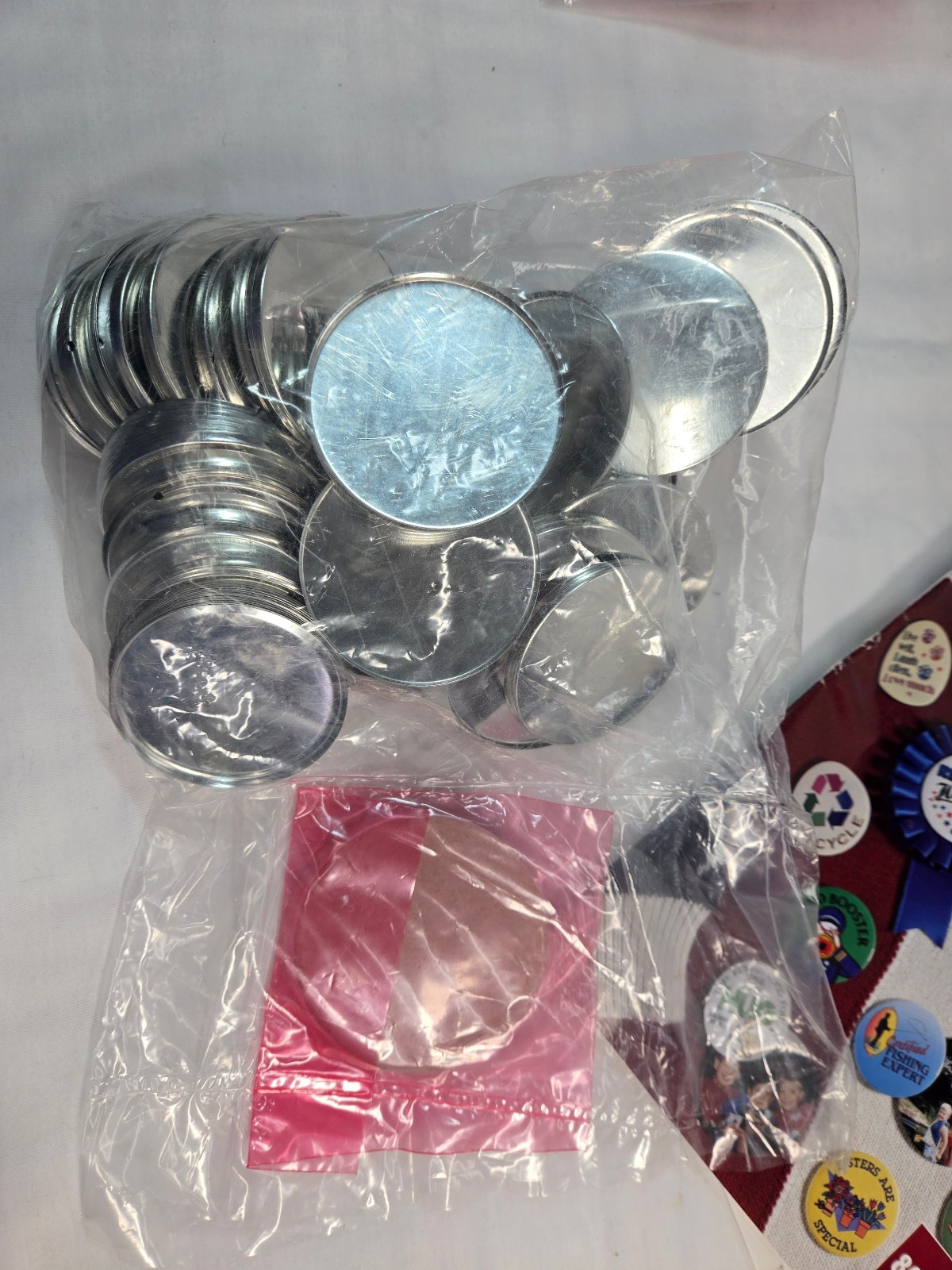 Vtg Badge-A-Minit 50 Magnetic back & 25 mirror-back Badge parts plus-NIP